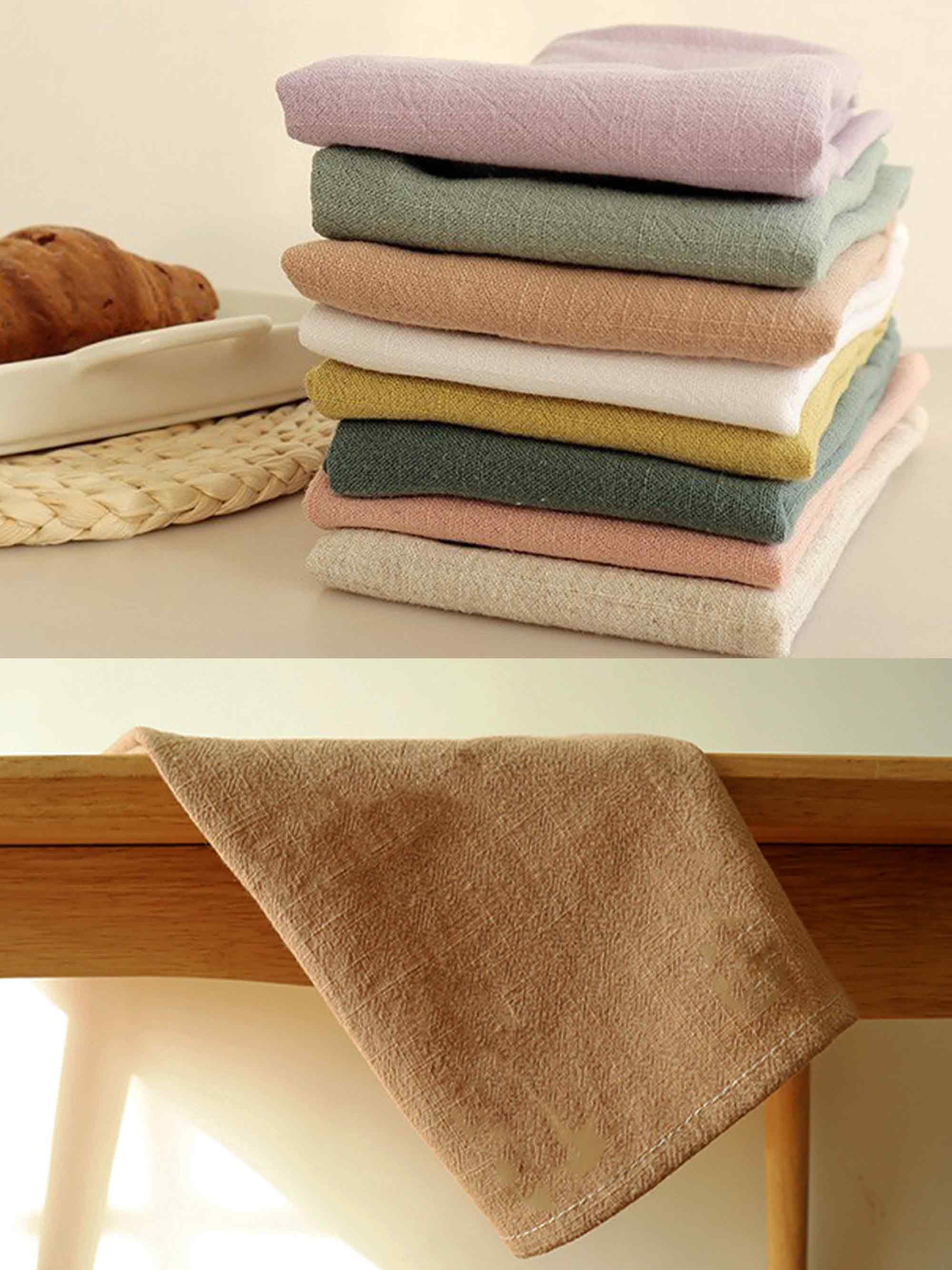 Cotton Linen Napkins Solid Color Placemats Tea Towels