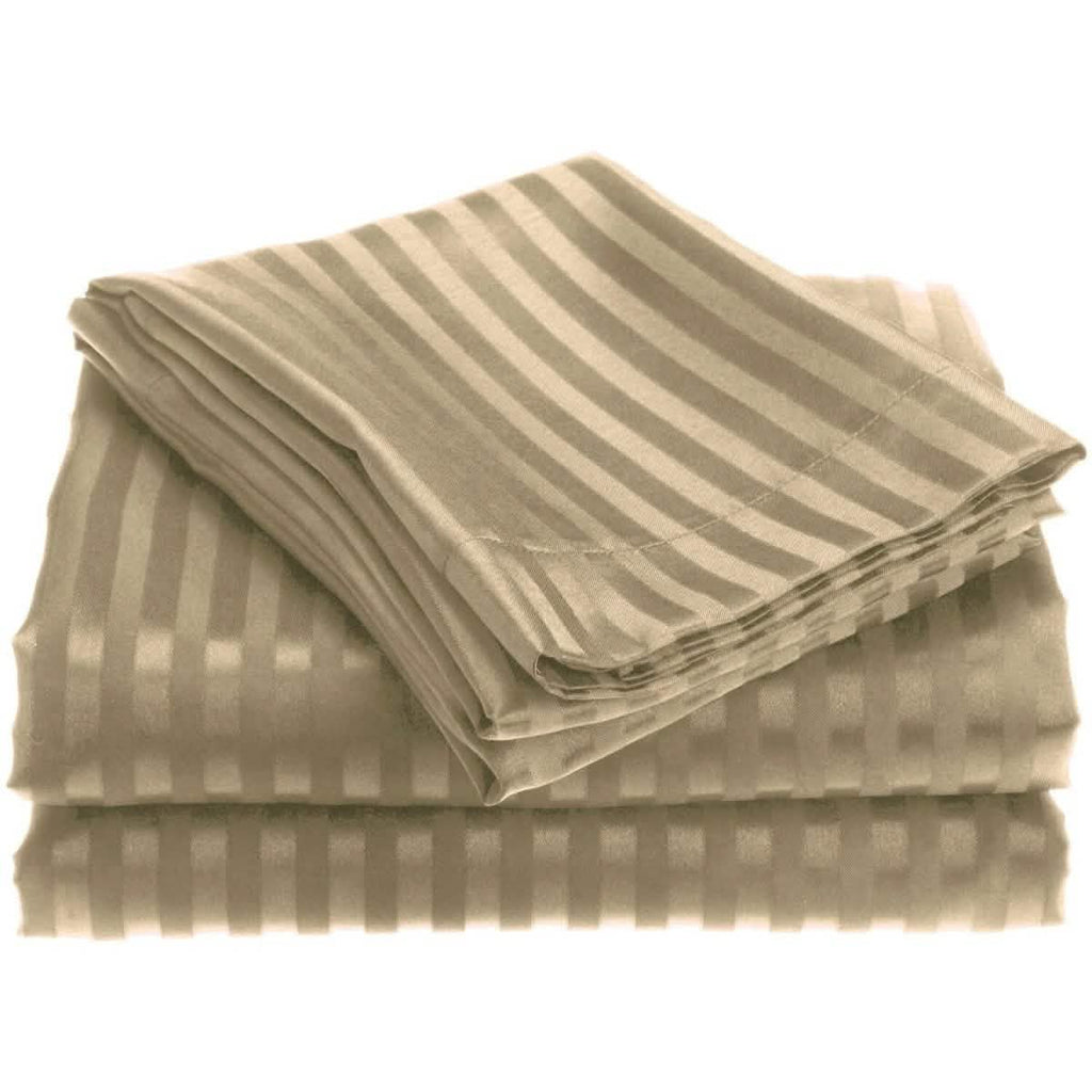 4-Piece: 1800 Series Brushed Microfiber Dobby Striped Sheet Set