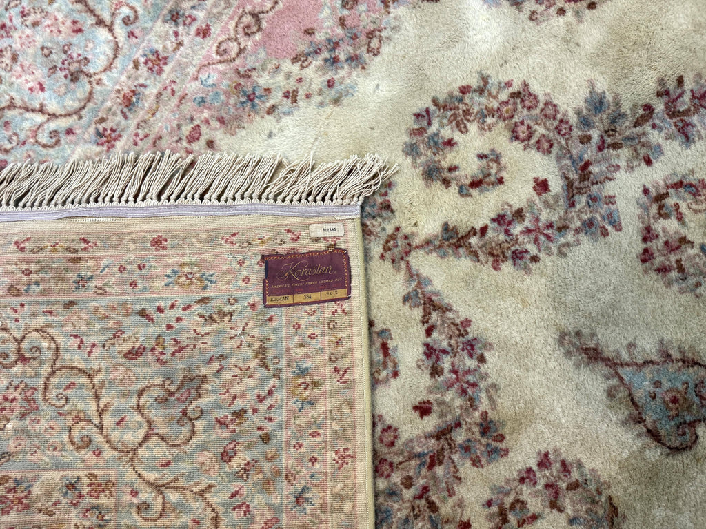Karastan Rug 8.8 x 12, Pastel Ivory Kirman Rug #784, Wool Karastan Carpet, Original 700 Series, Vintage Karastan Area Rug, Discontinued