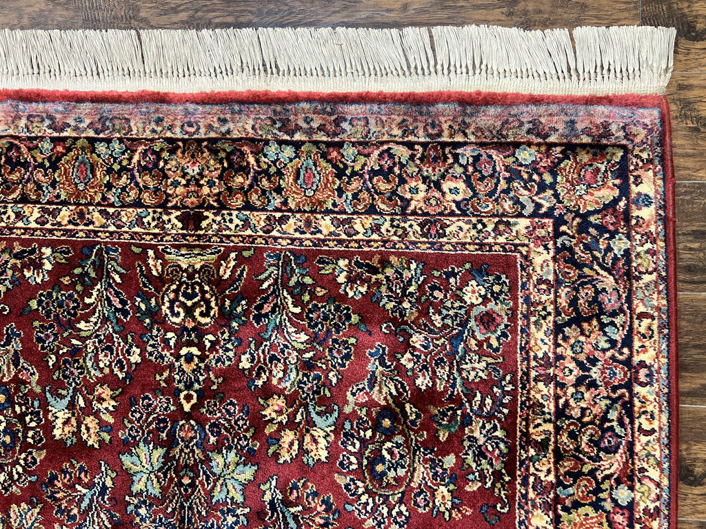 Karastan Rug 5.9 x 9 Red Sarouk #785, Wool Original 700 Series, Vintage