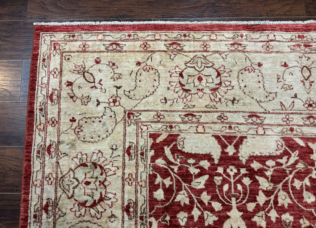 Pakistani Chobi Rug 8x10, Red, Handmade