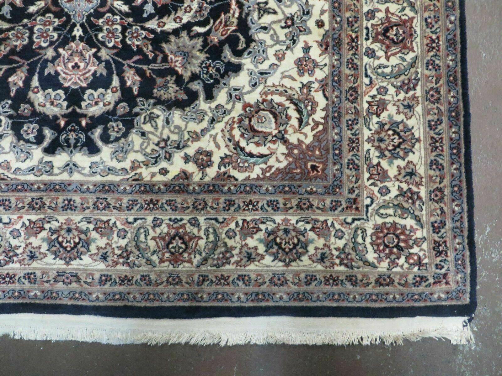 4' X 7' Vintage Handmade India Wool Silk Accent Rug Hand Knotted Black Organic