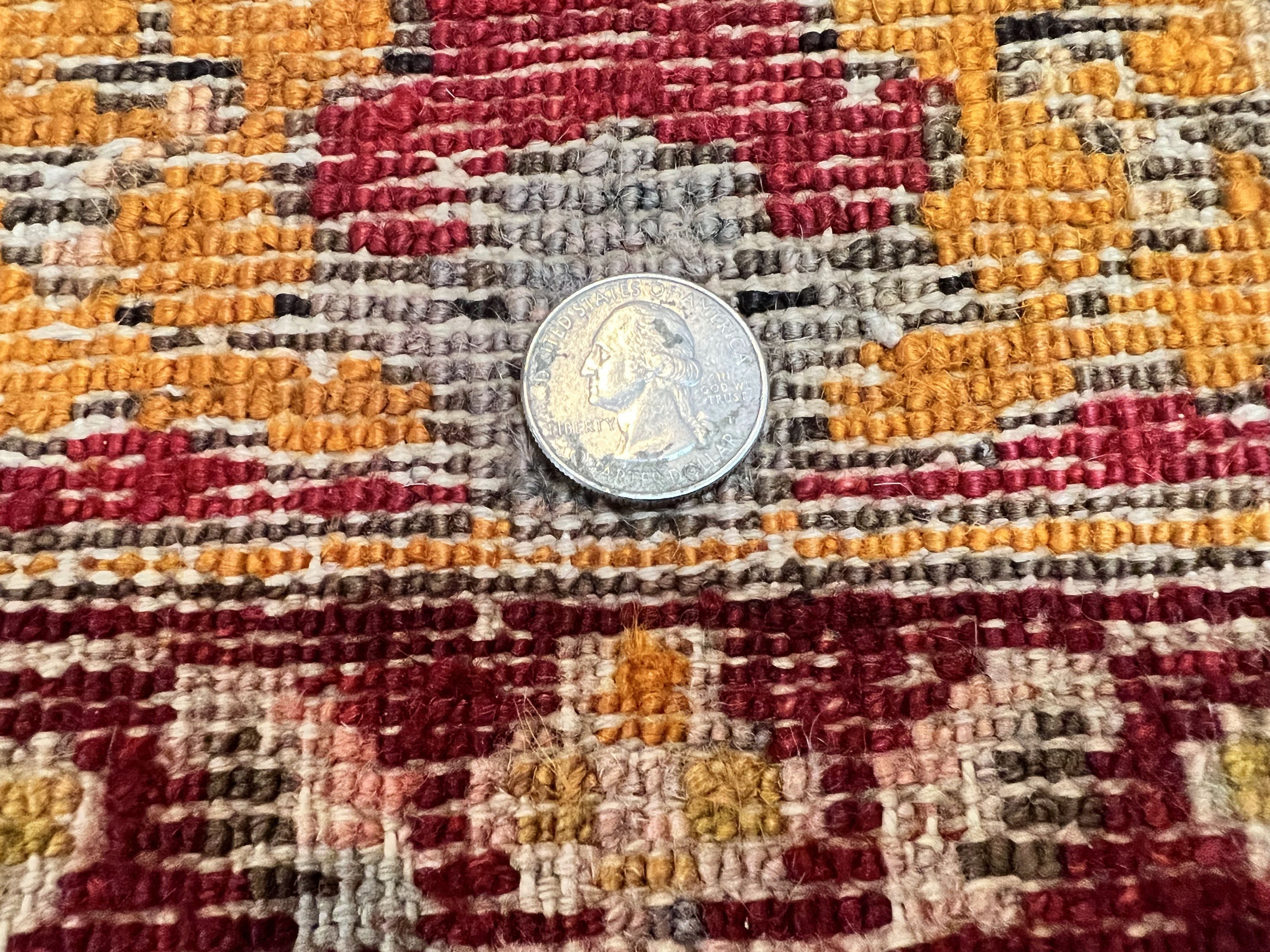 Antique Turkish Prayer Rug 3x5, Hand Knotted Turkish Melas Oushak Wool Carpet, Mehrab Rug, Orange & Red Vintage Rug 3 x 5 Collectible