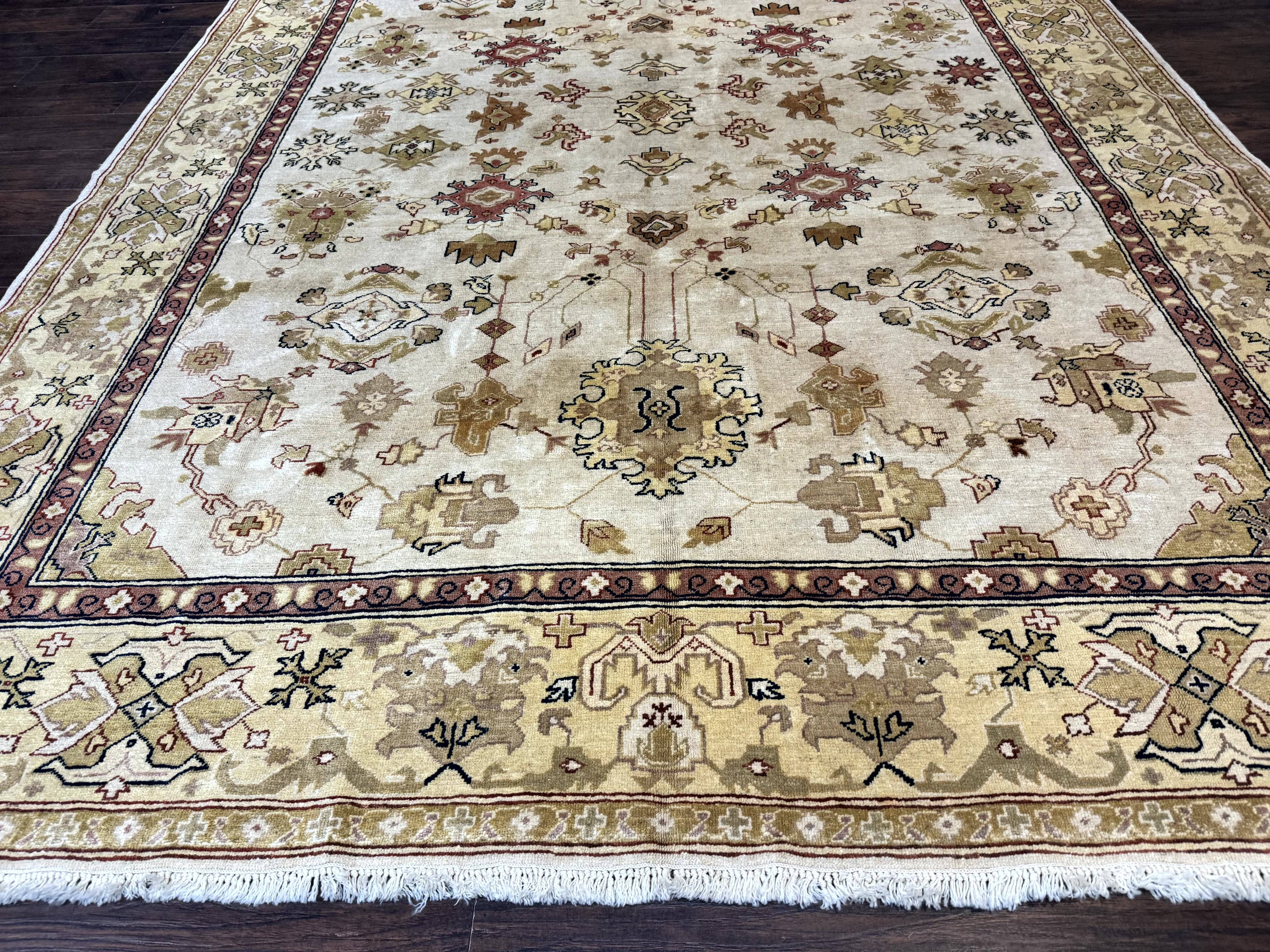 Turkish Oushak Rug 9x12, Oat Color, Wool Carpet