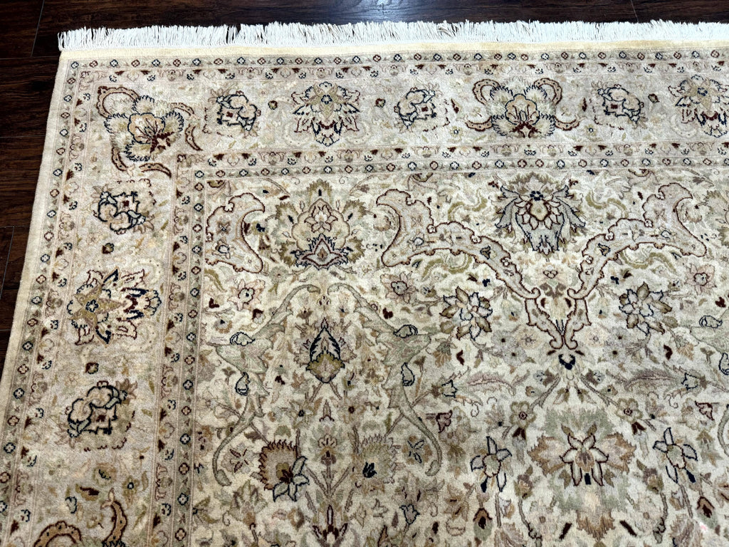 Pak Persian Rug 6x9, Vintage Handmade Wool Carpet, Floral, Beige