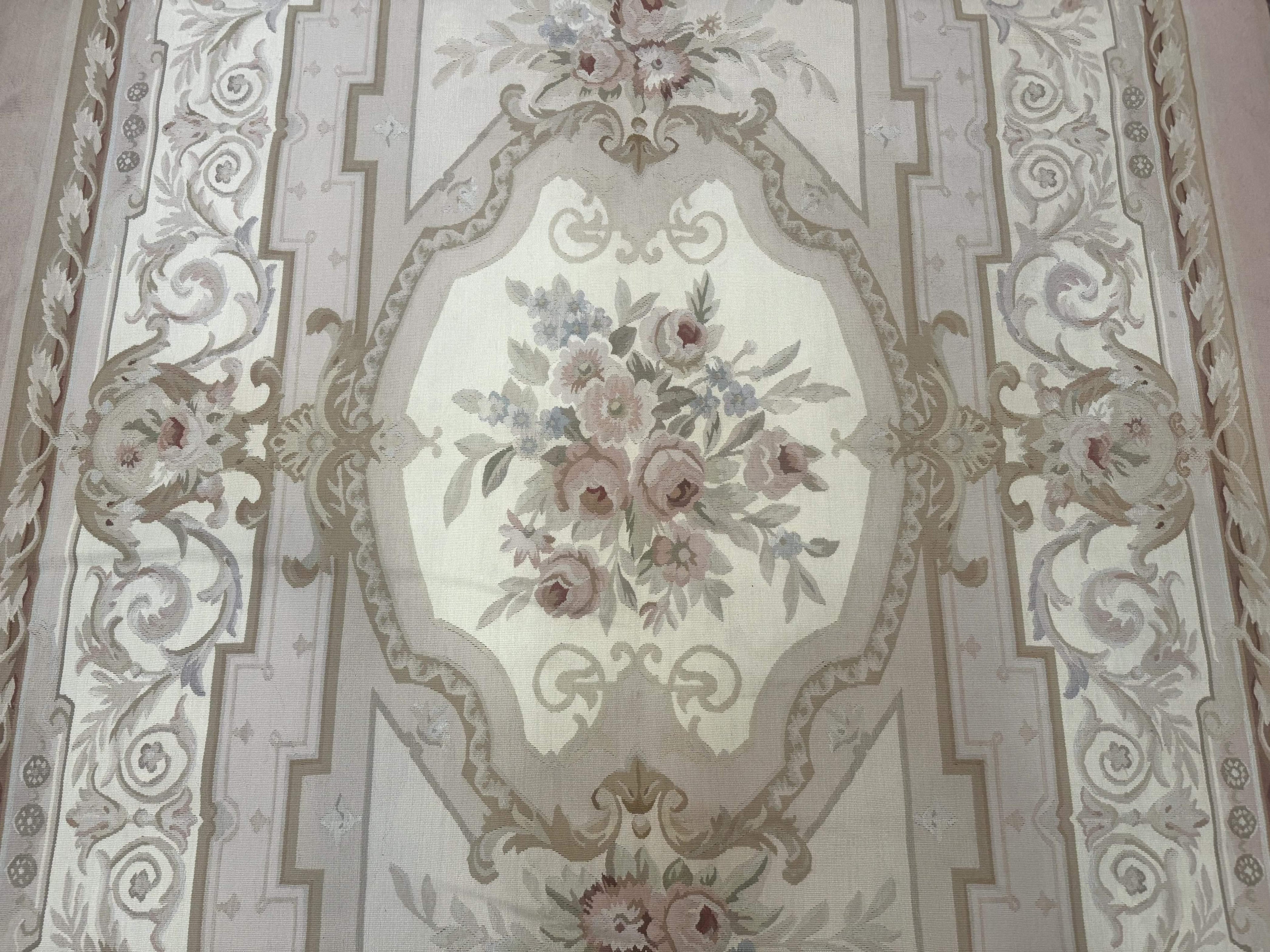 Aubusson Rug 6x9, Elegant, Flatweave, French European Design
