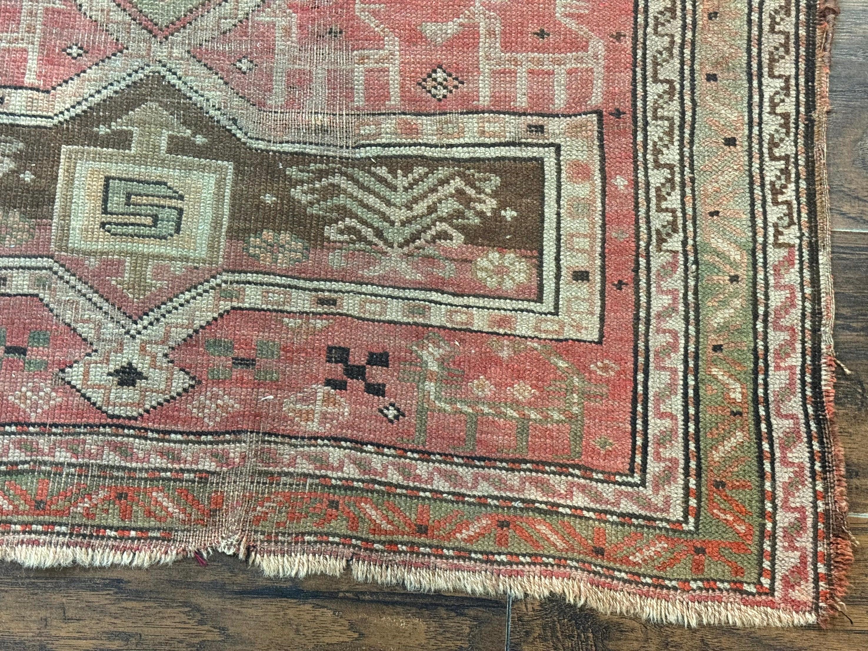 Antique Turkish Melas Rug 3x5, Geometric Carpet, 1920s Wool Rug, Bohemian Rug, Low Pile Rug, Tribal Rug