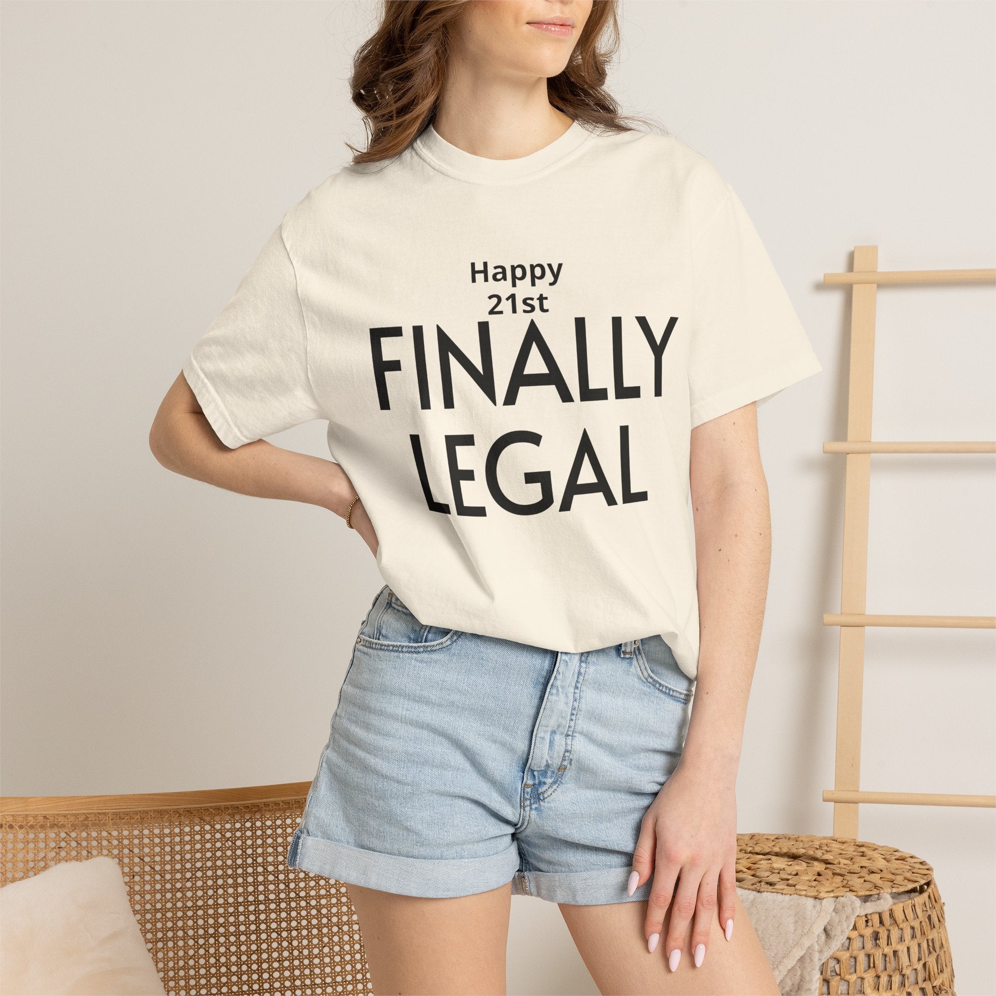 Finally Legal 21st Birthday T-Shirt — "Happy 21st FINALLY LEGAL" Celebration Tee