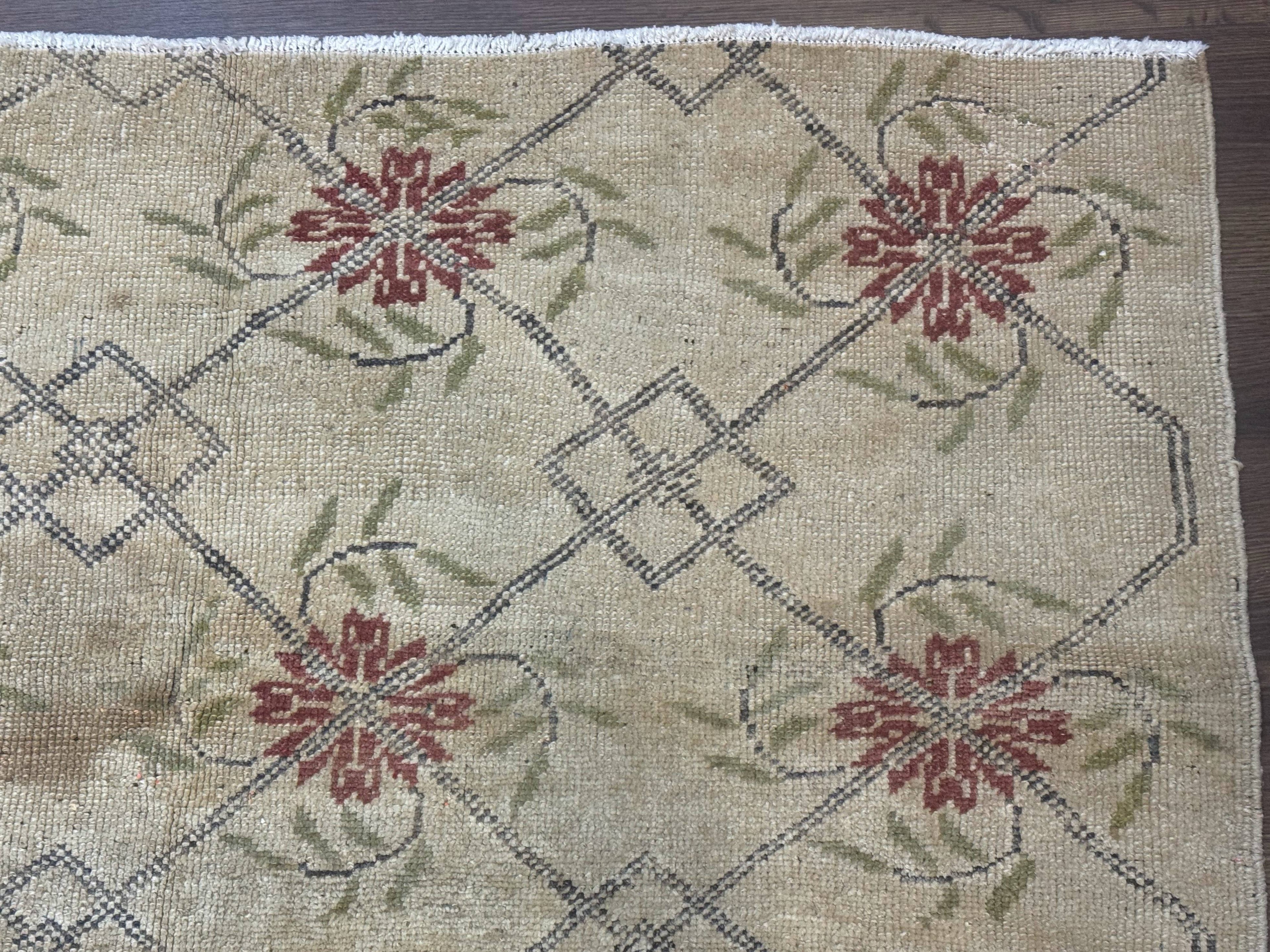 Turkish Rug 5x6, Oushak Carpet, Beige