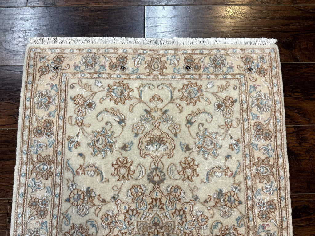 Small Persian Tabriz Rug 2.6 x 3.8, Vintage, Wool and Silk Highlights, Fine 225 KPSI