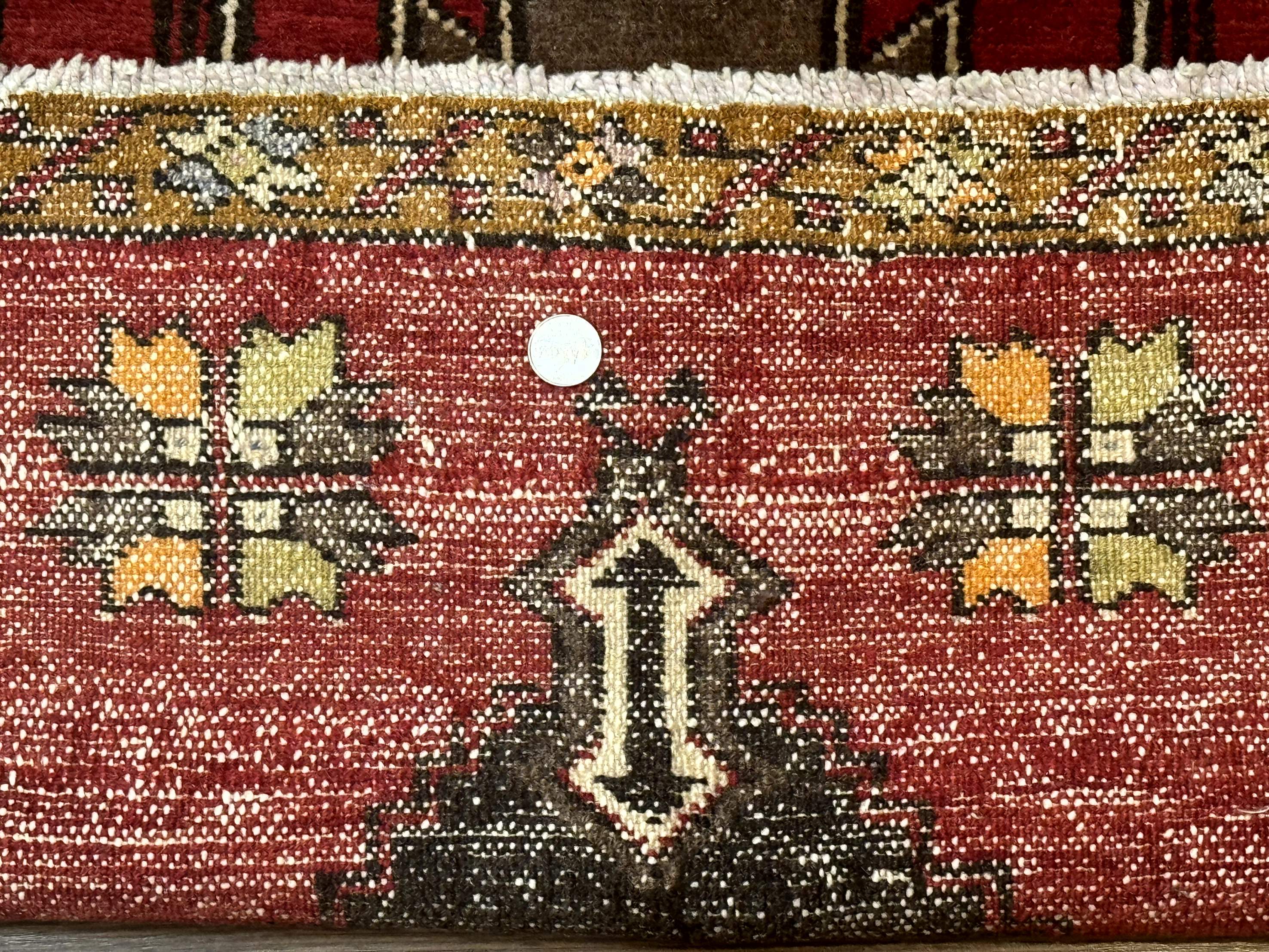 Turkish Yastik Rug 2x3, Geometric Medallion, Small Turkish Wool Rug, Red