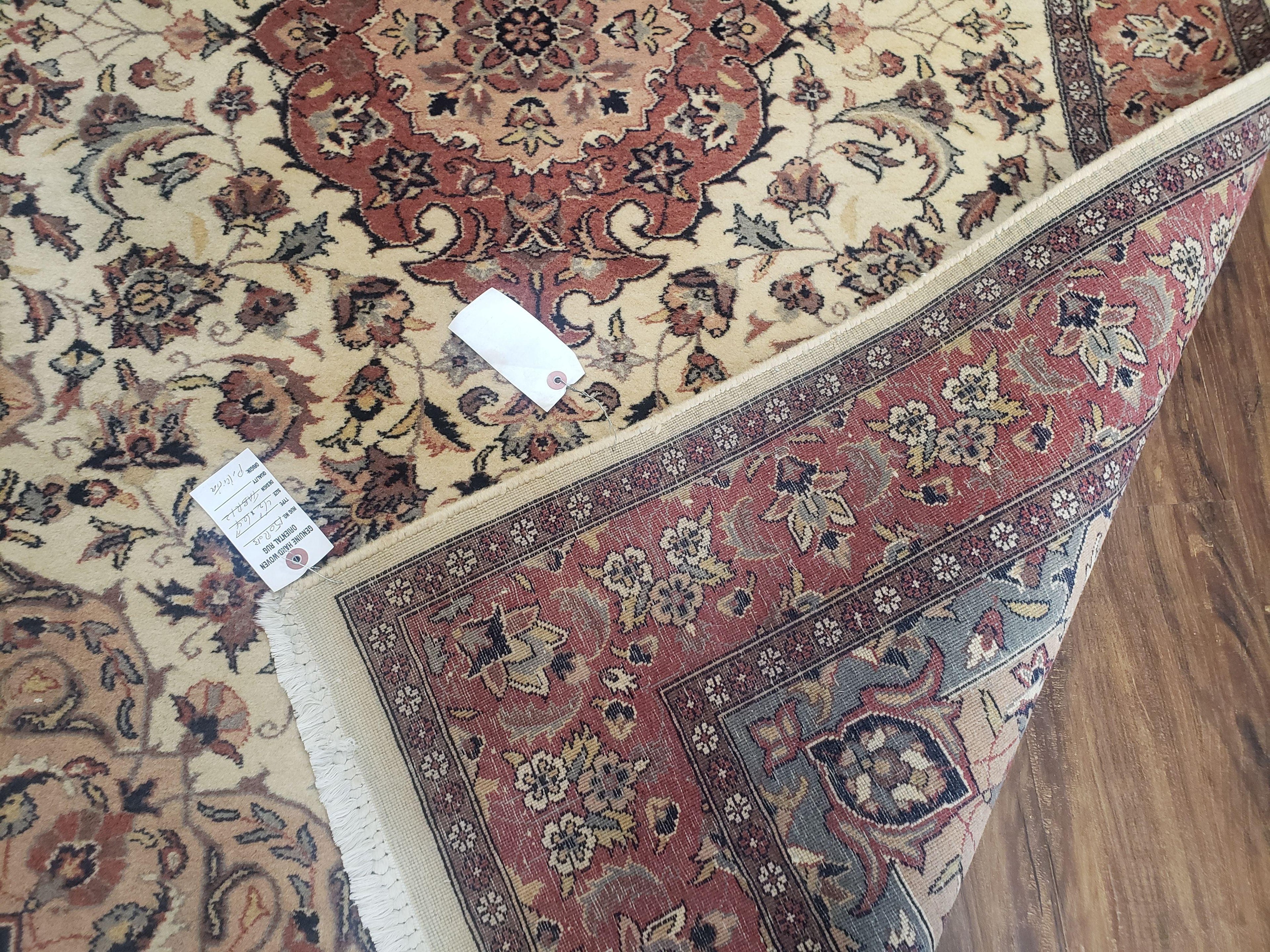 4x6 Handmade Top Quality Pakistani Floral Wool Rug Veg Dyes Carpet Beige Salmon