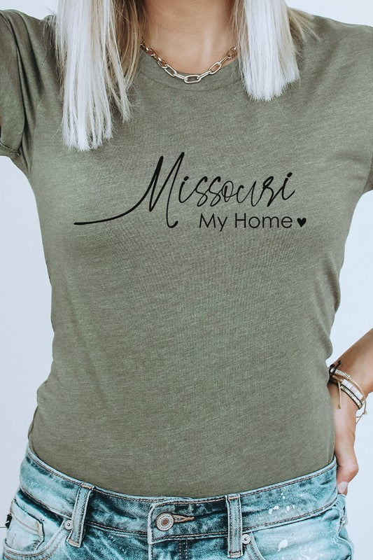 Missouri My Home Heart State Graphic Tee T-Shirt