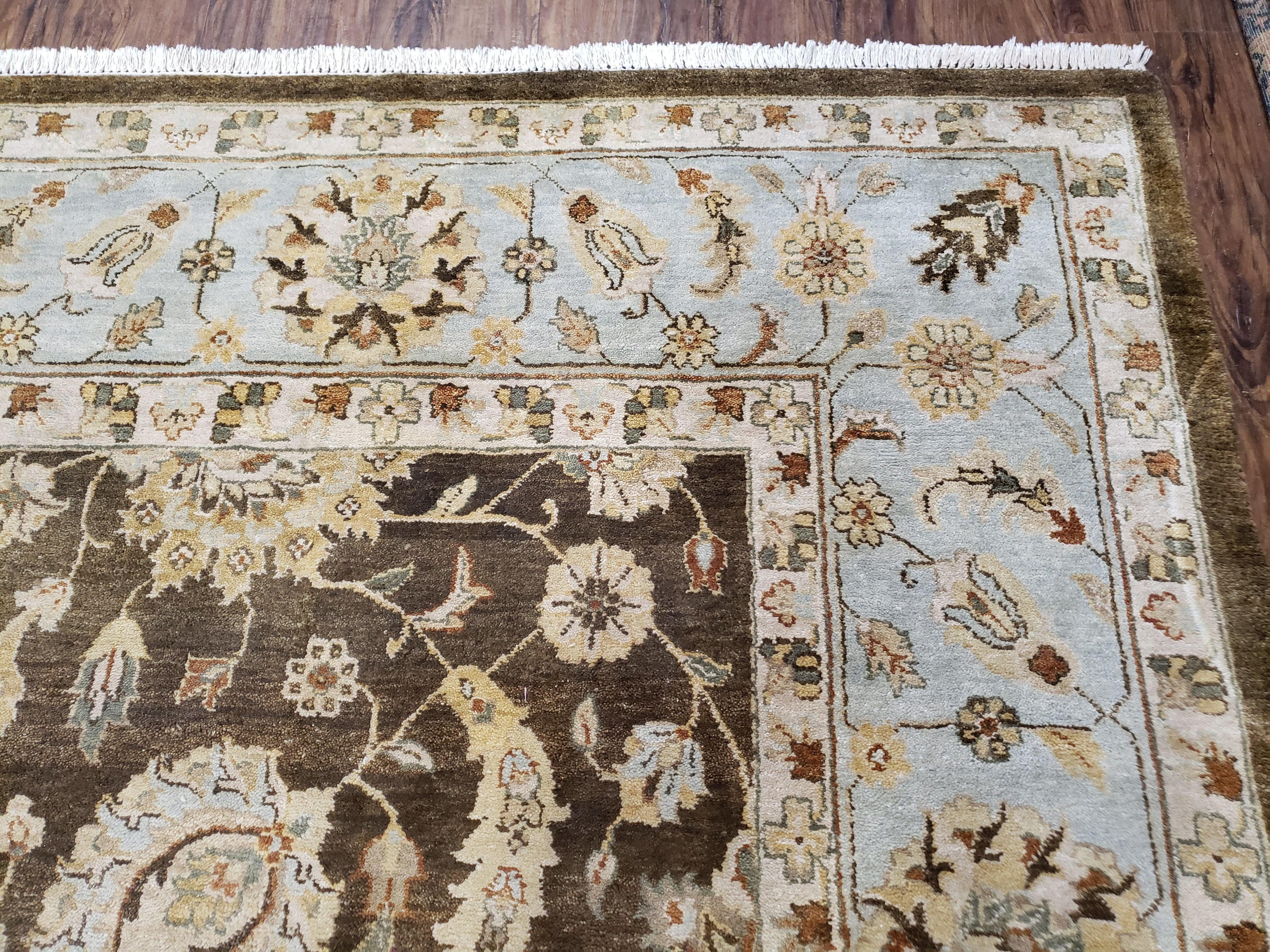 9x12 Vintage Handmade Wool Rug Carpet Indo Mahal Oushak Nice Brown Blue