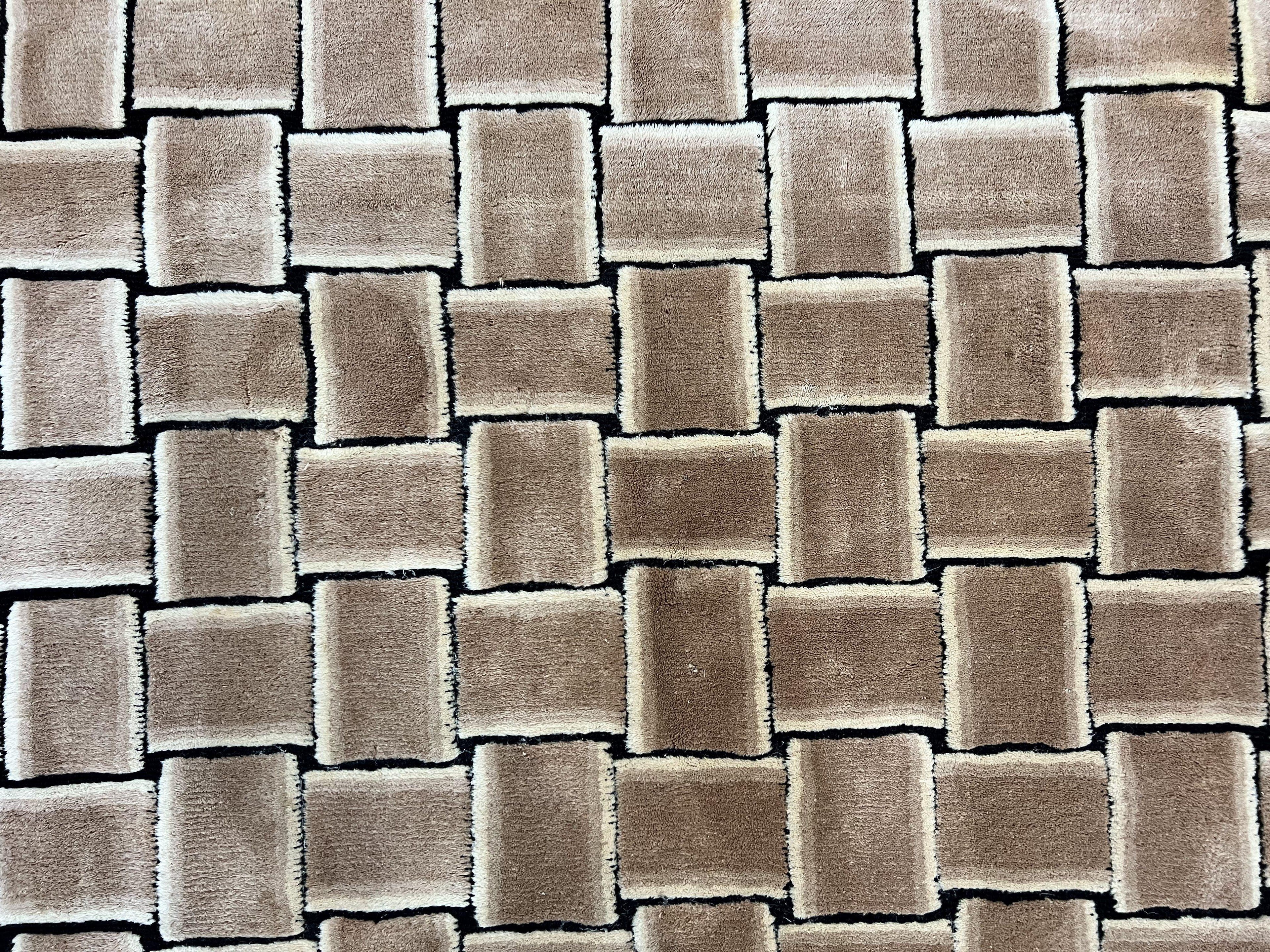 Tibetan Rug 9x12, Handmade, Wool, Modern Design