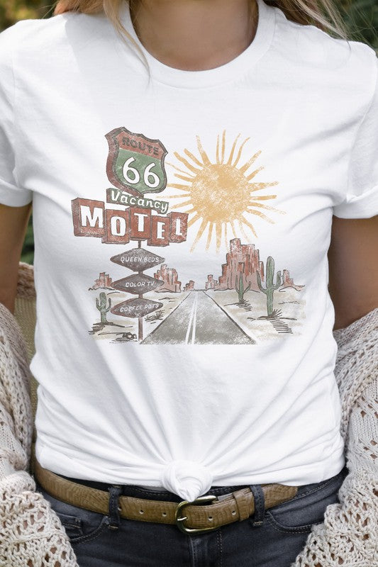 Route 66 Motel Vacancy Road Trip Graphic Tee T-Shirt