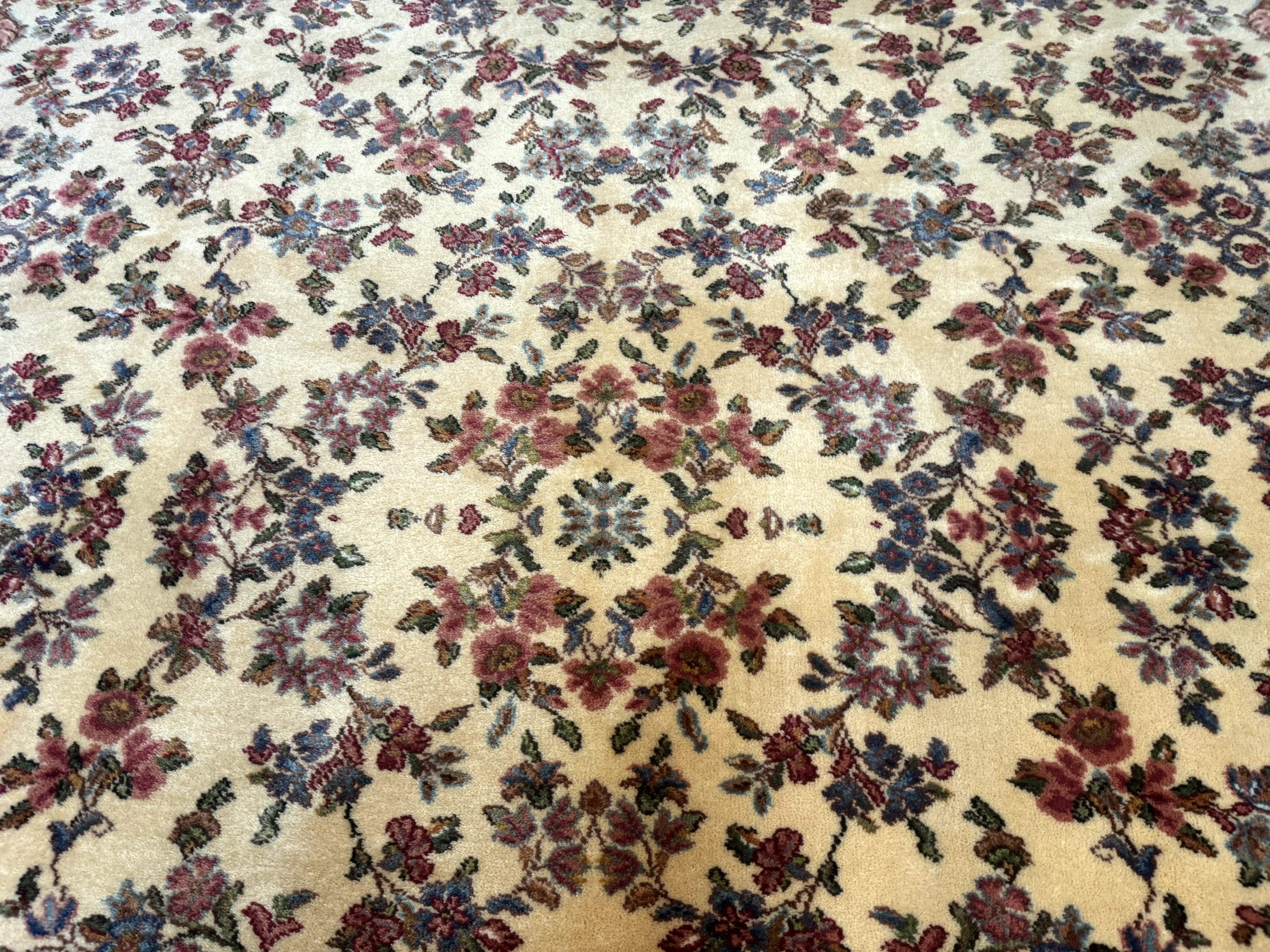 8.8 x 10.6 Karastan Kirman Rug #788, Wool Vintage Discontinued Floral Carpet