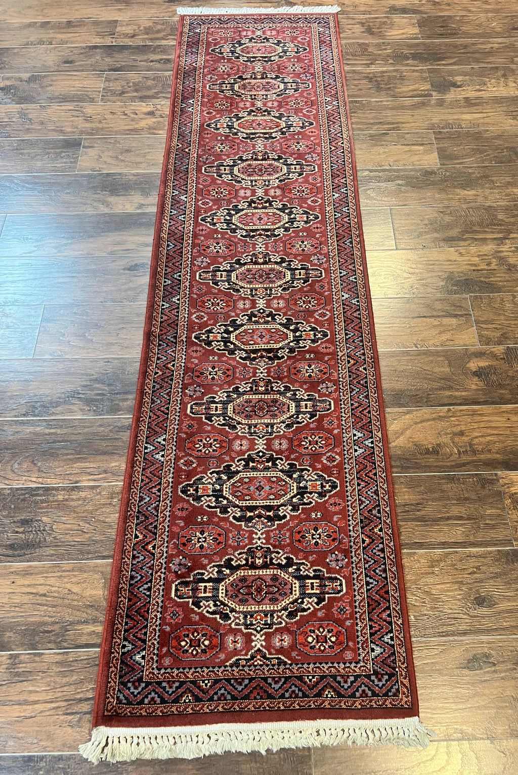 Belgium Power Loomed Runner Rug 2x9, Vintage Wool Rug for Hallway 2 x 9 ft, Red, Caucasian Persian Design, 9ft Runner