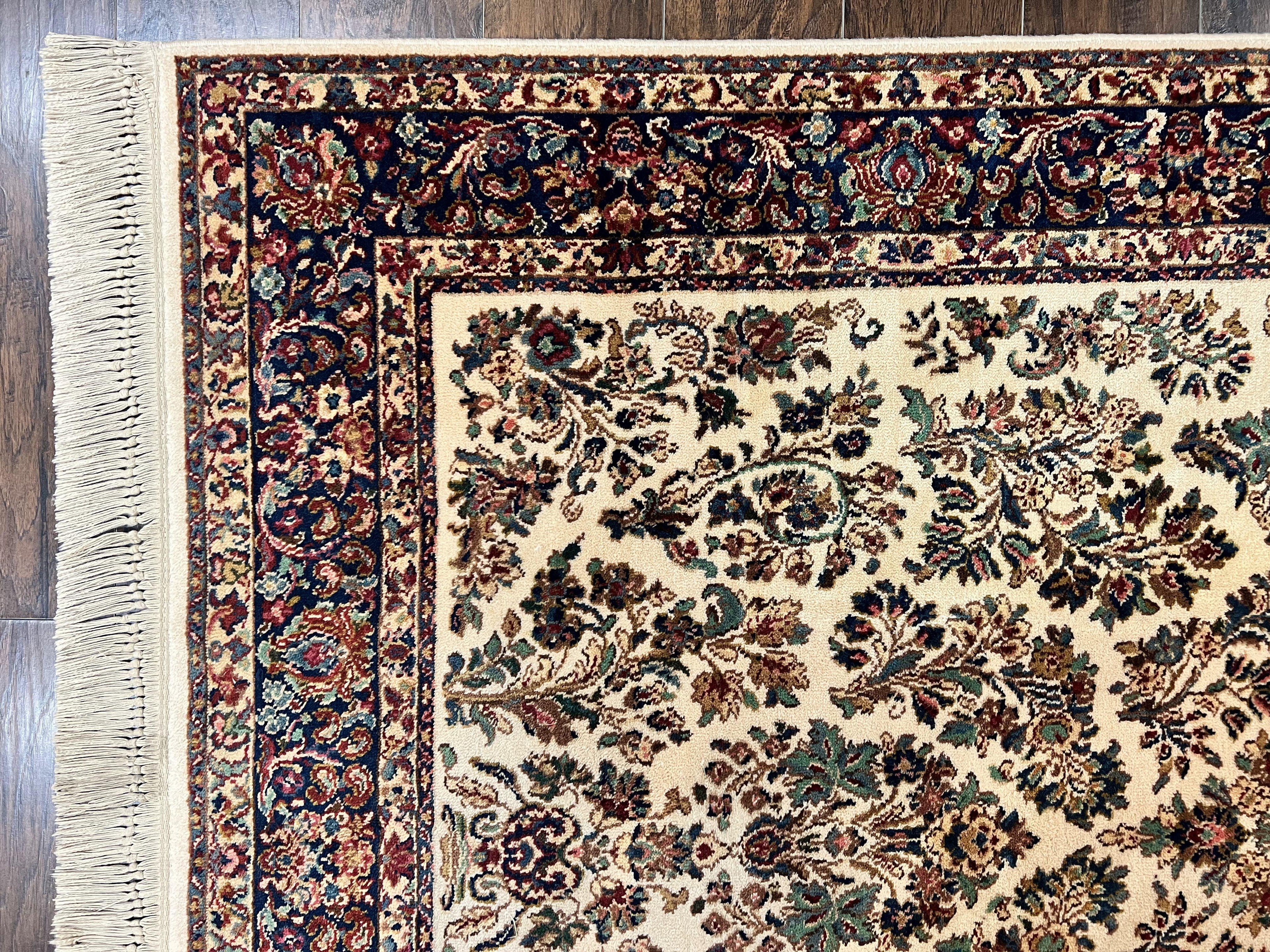 Karastan Rug 5.9 x 9 Ivory Sarouk #760, Vintage Wool Original Collection 700 Series, Discontinued
