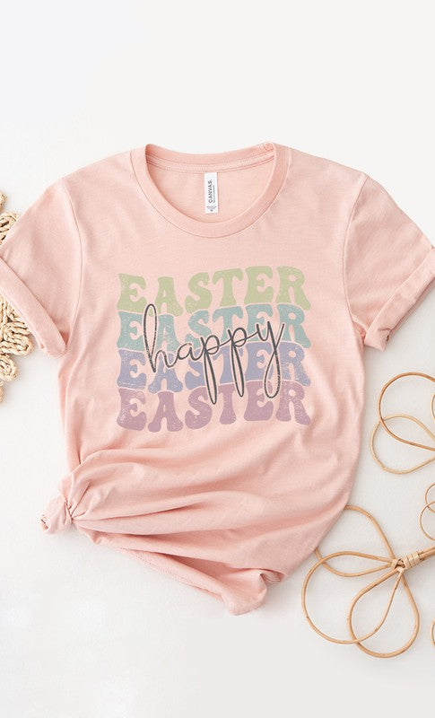Pastel Happy Easter Echo Graphic Tee T-Shirt