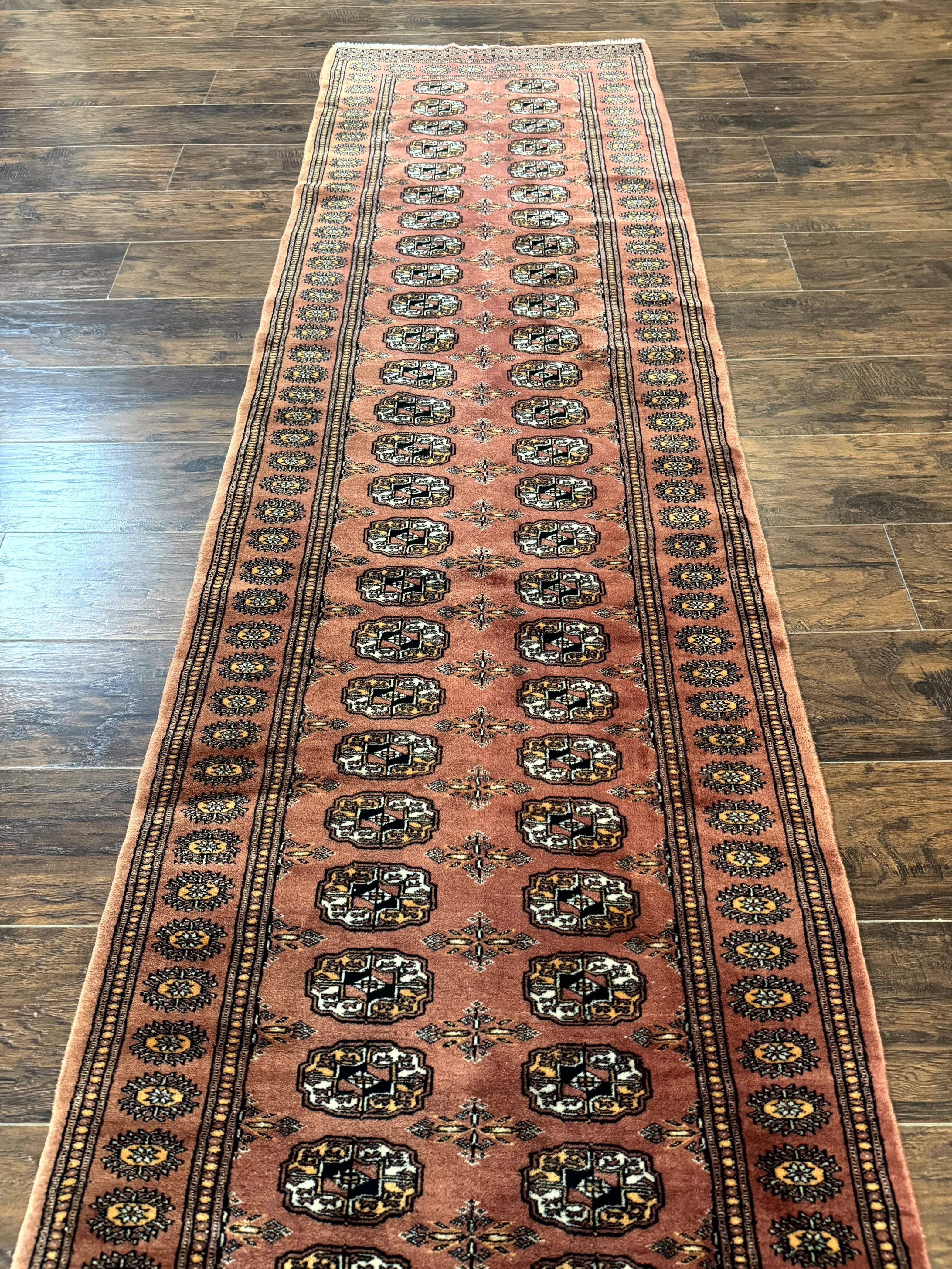 Pakistani Turkoman Bokhara Runner Rug 2.8 x 12, Oriental Runner for Hallway
