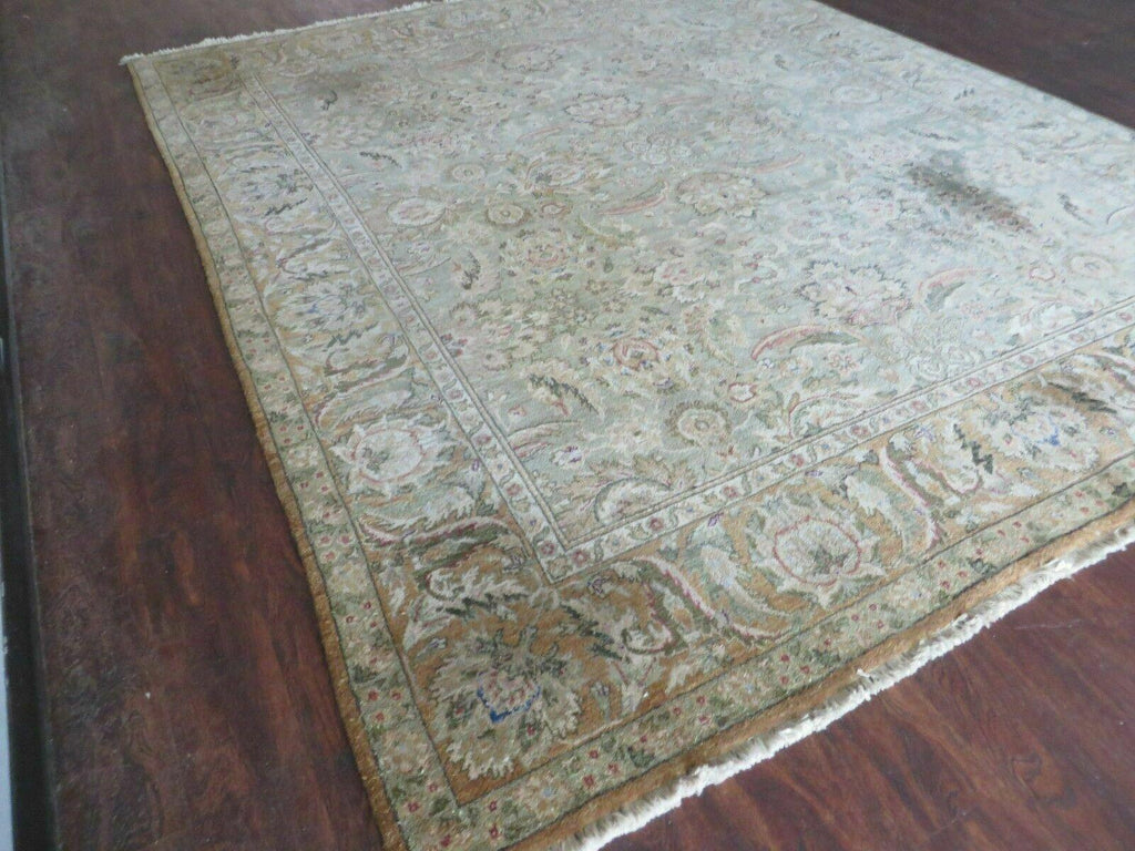 8' X 10' Vintage Handmade India Floral Oriental Top Quality Jaipur Tea Wash