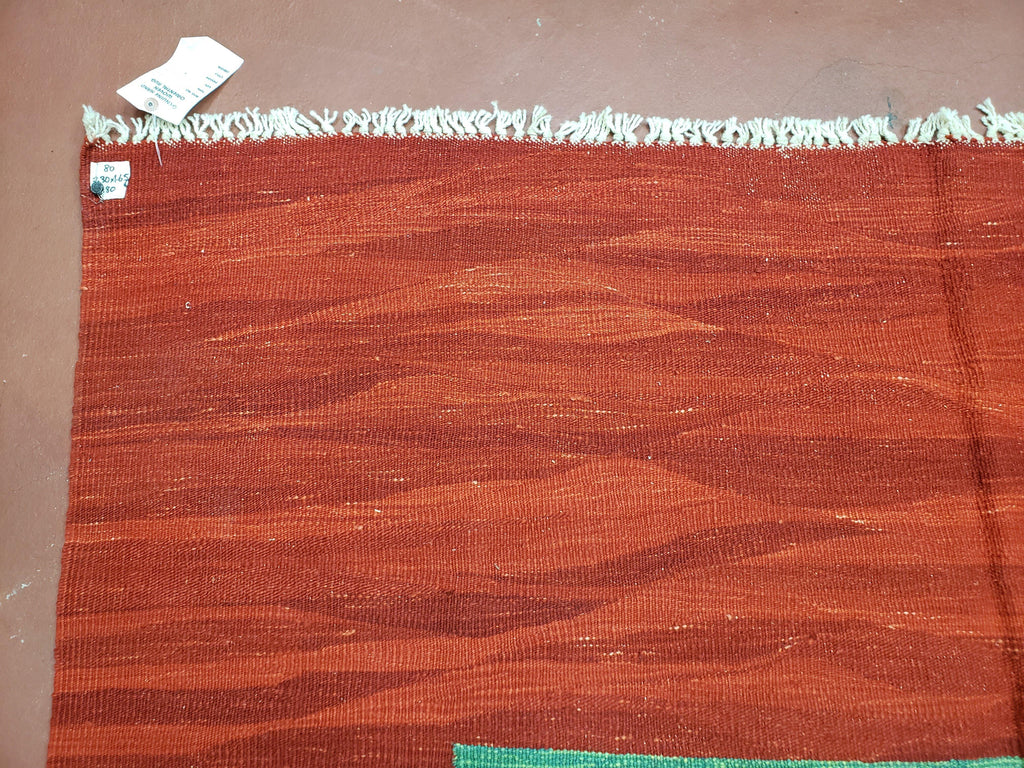 Red Turkish Kilim Rug, 5x7 - 6x8 Rugs, Red and Green Kilim Carpet, Kilim Area Rugs, Flatweave No Pile Rug, New Turkish Rug, Handmade Kilim