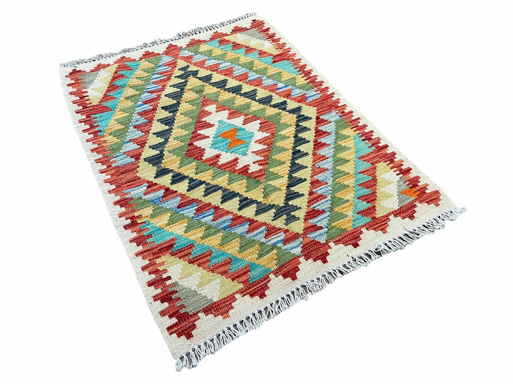 Small Kilim Rug 2x3 Colorful Turkish Kilim Accent Rug New Flatweave Wool Kilim Chobi Kilim Diamond Zigzag Playroom Rug