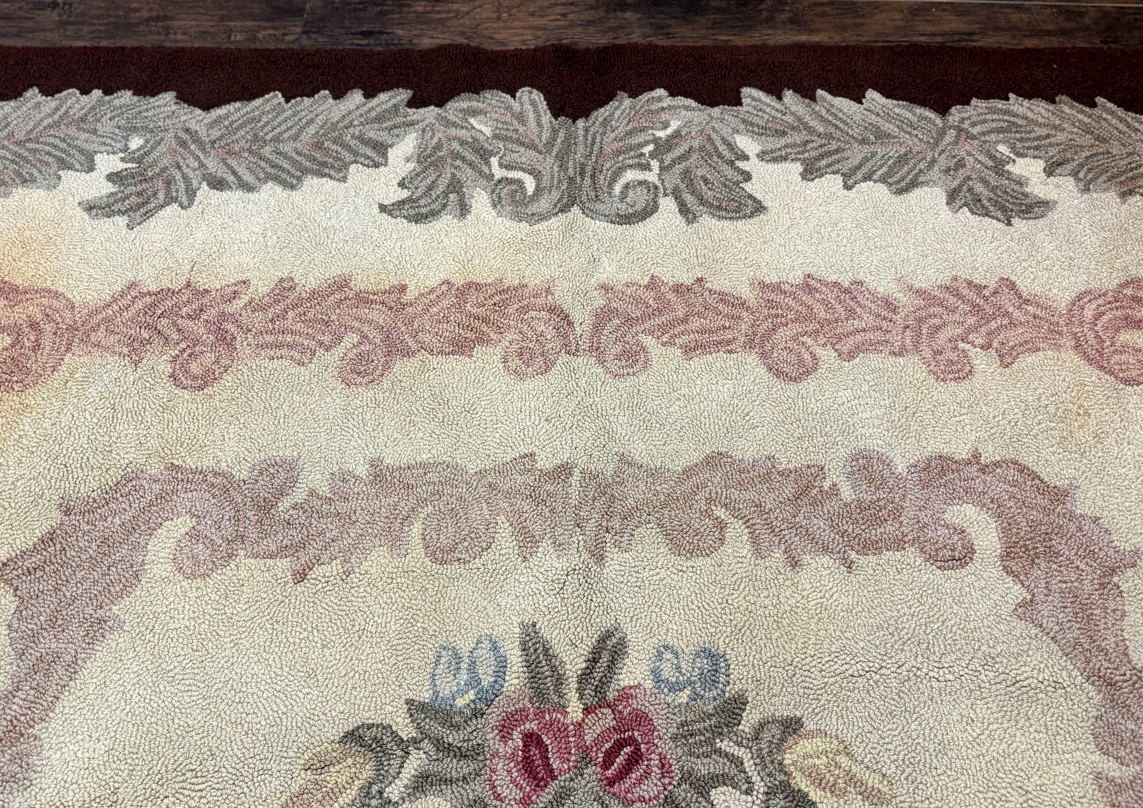 American Hand Hooked Rug 9x12, Vintage Aubusson Carpet, Wool