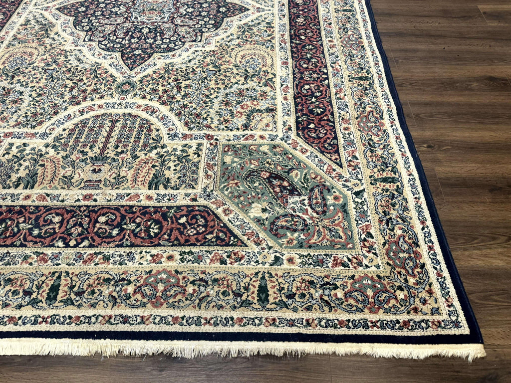 Persian Rug 8x11, Belgium Power Loomed Rug, Kirman Lavar Floral Design, Vintage Rug