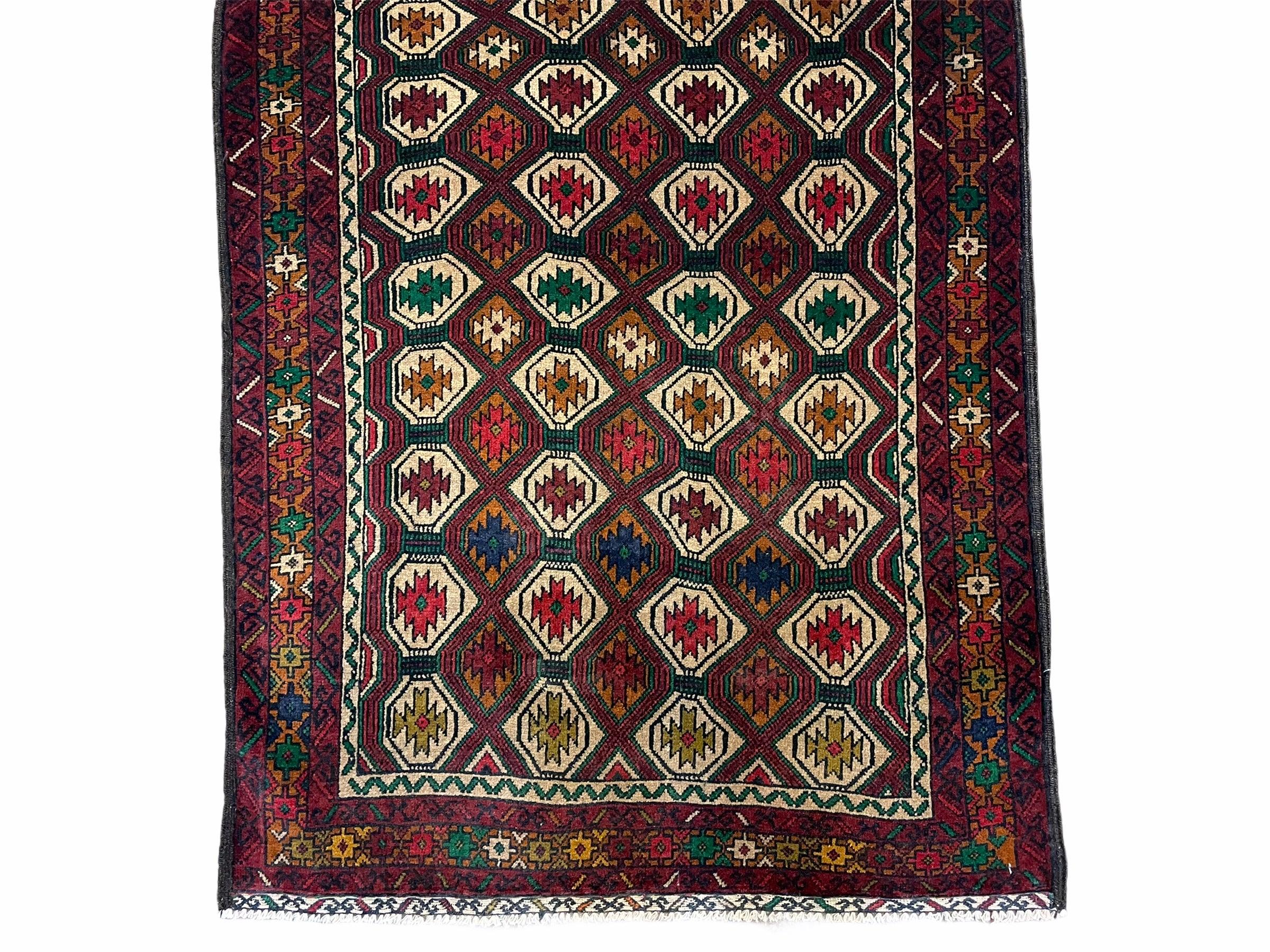 3x5 Vintage Handmade Wool Rug Tribal Turkoman Balouch Prayer Rug Organic Dyes