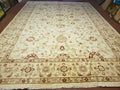 Oushak Rug 10x14 Neutral Colors Handmade Peshawar Wool Carpet Oatmeal Beige