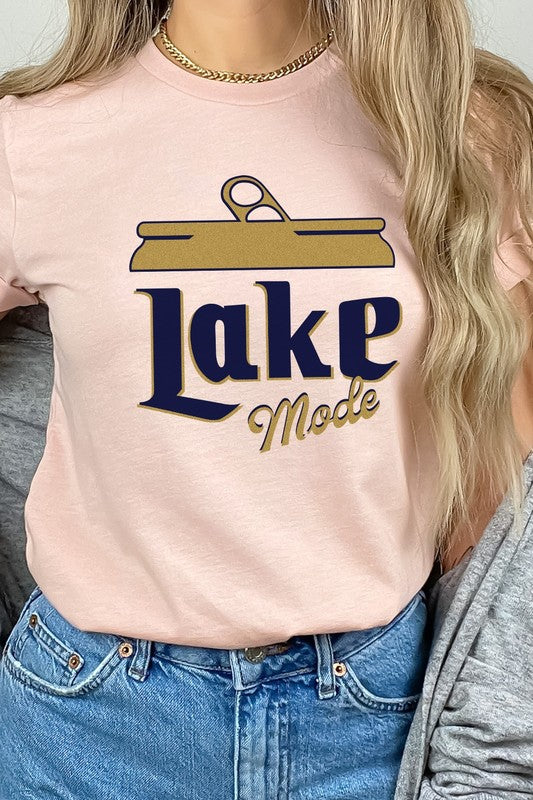 Lake Mode Beer Can Summer Vacation Graphic Tee T-Shirt
