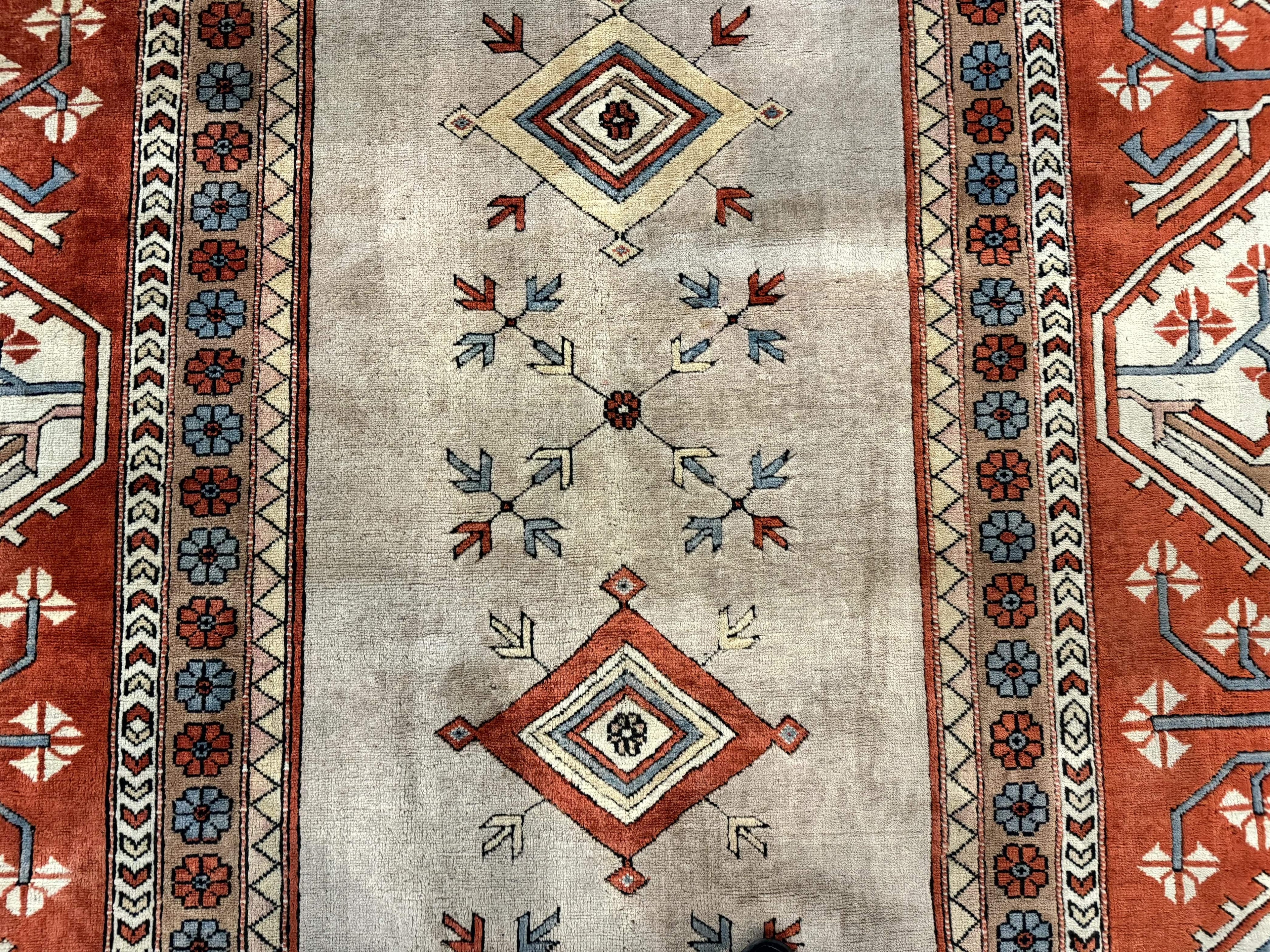 Large Turkish Milas Rug 10x13, Gray, Vintage, Wool on Wool