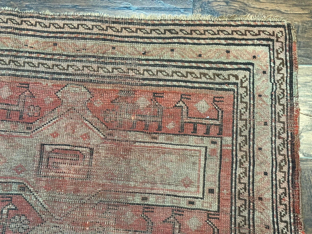 Antique Turkish Melas Rug 3x5, Geometric Carpet, 1920s Wool Rug, Bohemian Rug, Low Pile Rug, Tribal Rug