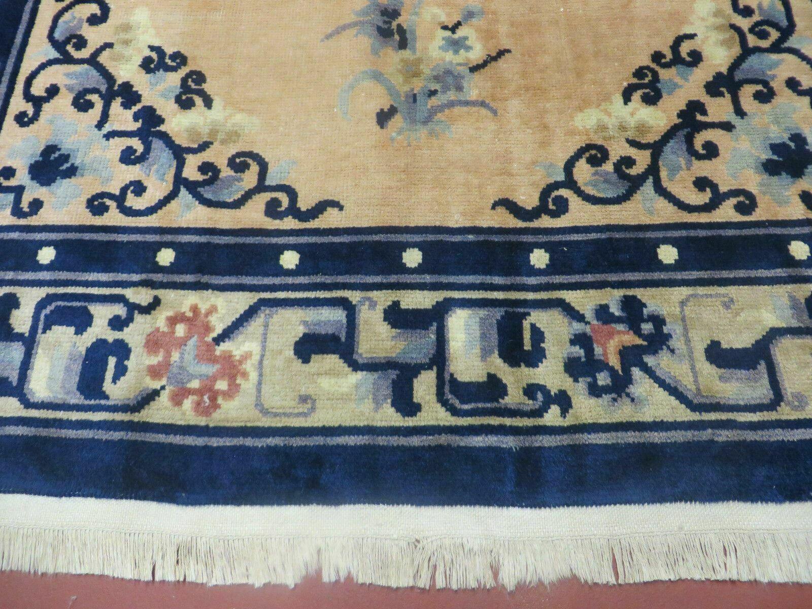 4' X 6' Antique Handmade Fine Knotted Peking Chinese Wool Rug Amiri Salmon