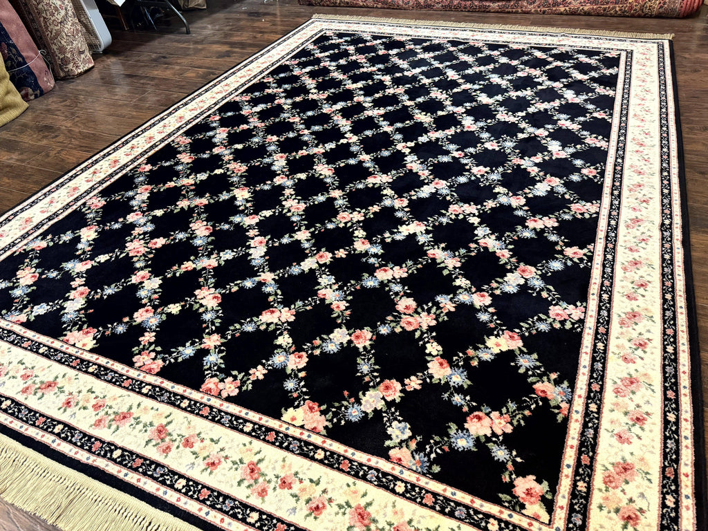 Karastan Rug 8.8 x 12, Garden of Eden #509/1270, Ebony Trellis, Vintage Discontinued Wool Pile Karastan Carpet