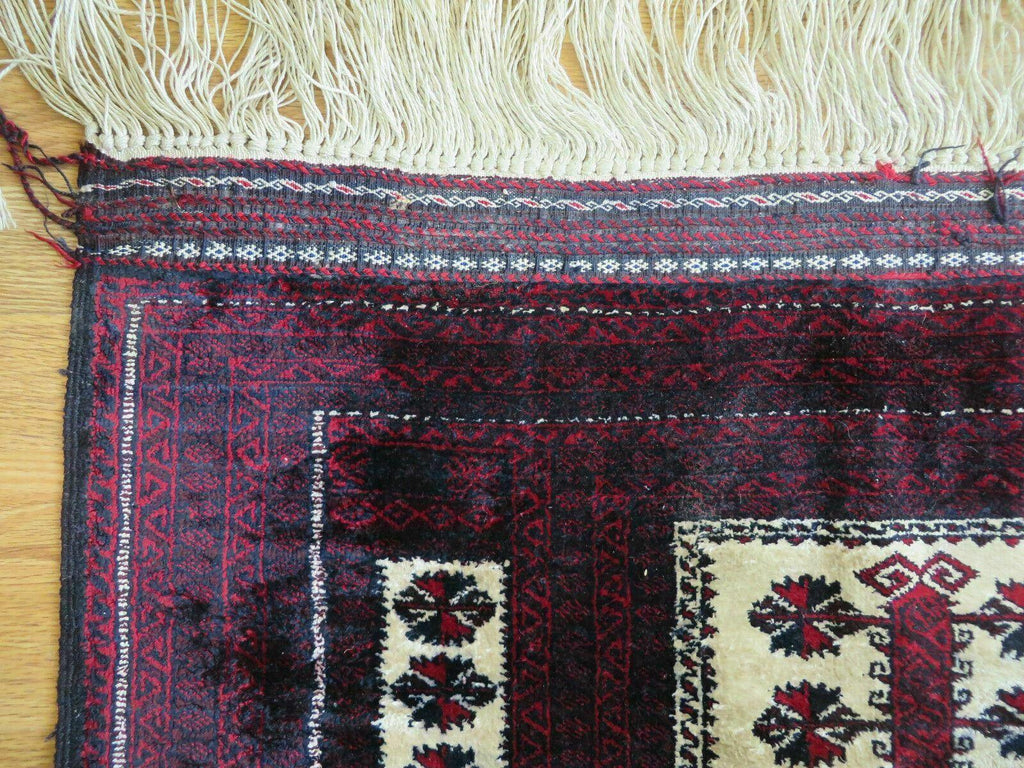 3' X 5' Handmade Fine Knotted Balouch Turkoman Prayer Silk Wool Rug