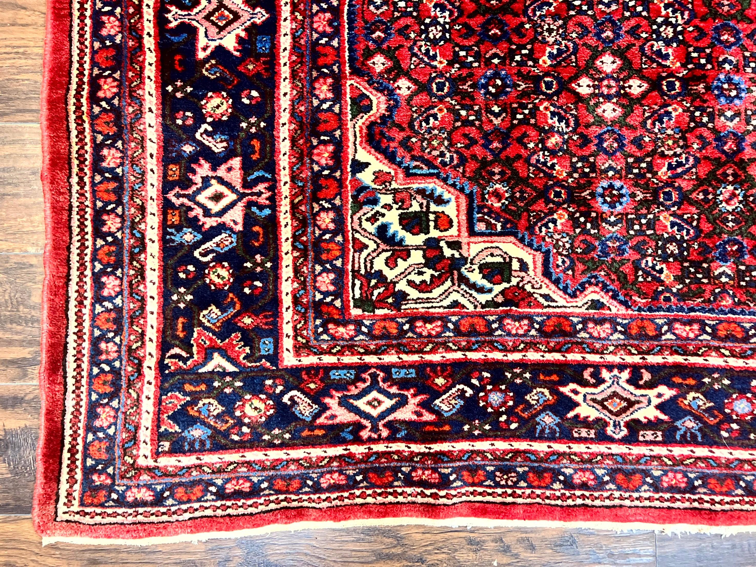 Large Persian Tribal Rug 11x17, Palace Sized Wool Handmade Vintage Carpet, Oversized Hand Knotted Rug, Red, Hamadan Dargazin Rug