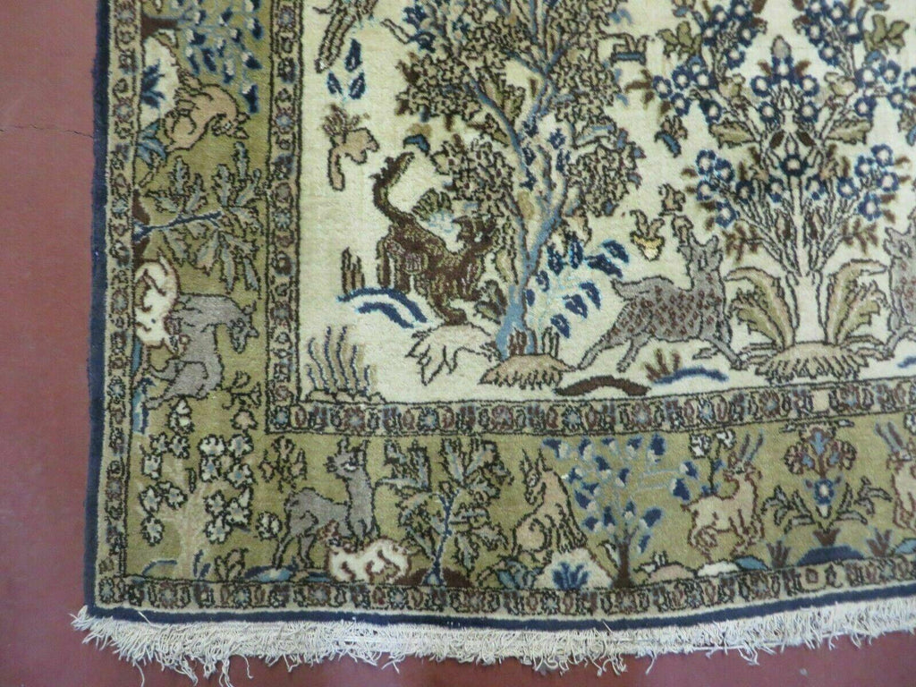 4' X 6 Handmade India Oriental Fine Pictorial Tree Of Life Wool Silk Rug Wow