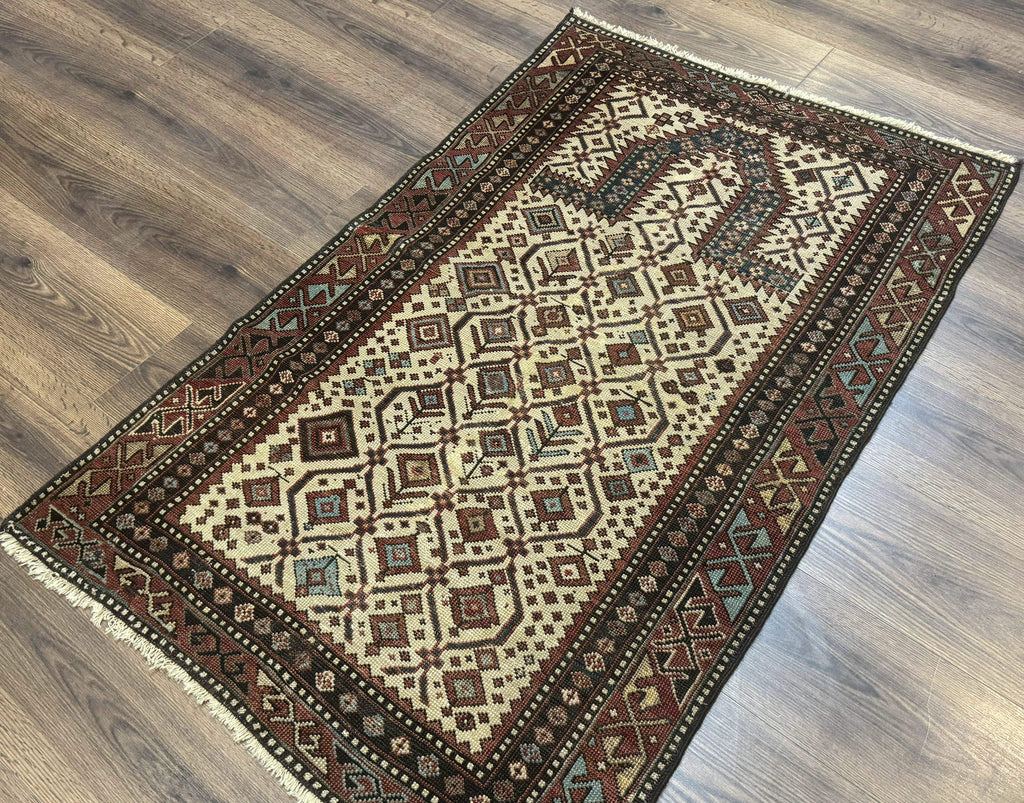 Antique Caucasian Shirvan Rug 3x5, Dagestan Prayer Rug, Collectible, Early 20th Century Rug
