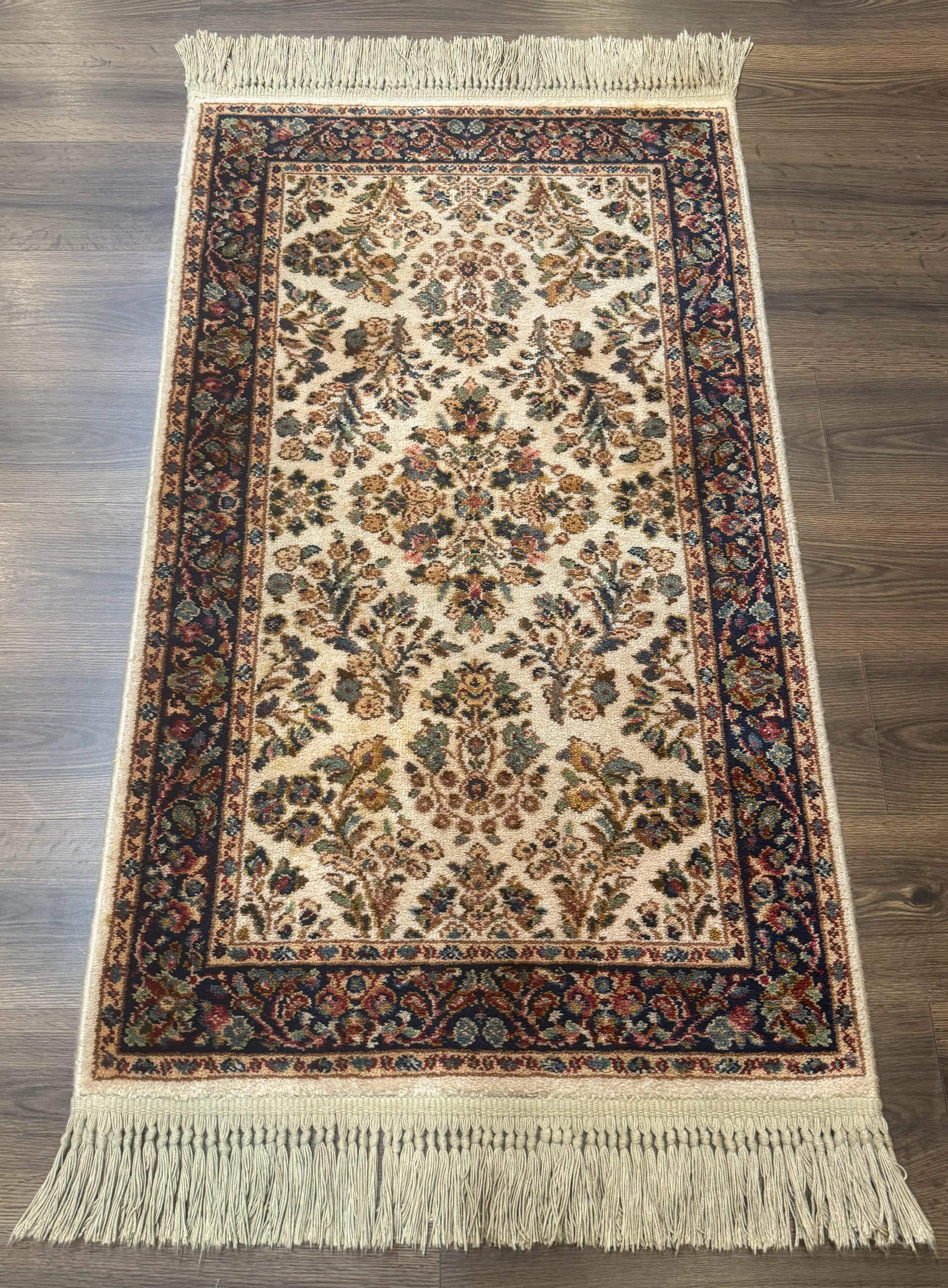 Karastan Rug 2x4, Ivory Sarouk #760, Vintage Wool Small Karastan Carpet, Original 700 Series, Discontinued