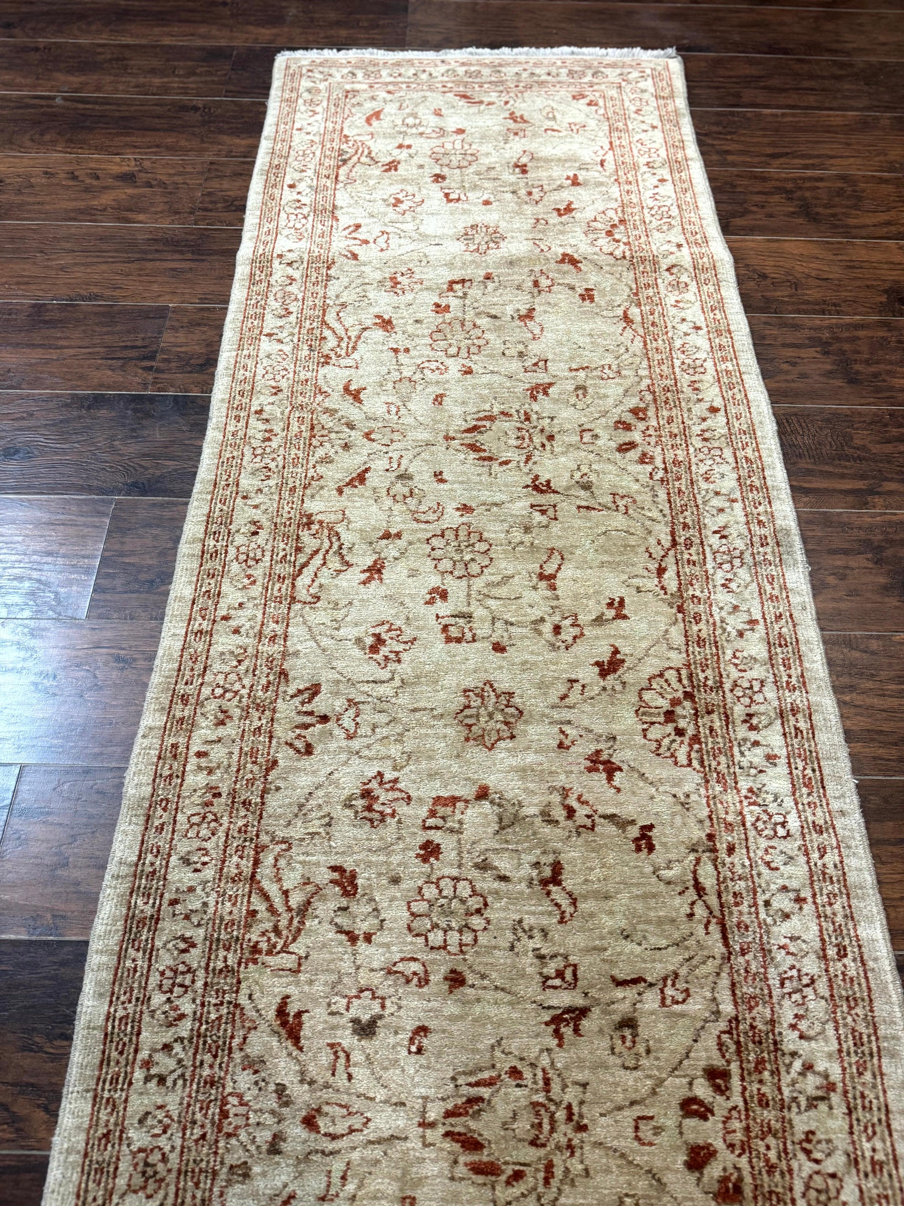 Peshawar Runner Rug 3 x 9.7, Pakistani Oriental Runner Rug, Vintage Rug for Modern Home, Runner for Hallway or Kitchen, Oushak Runner