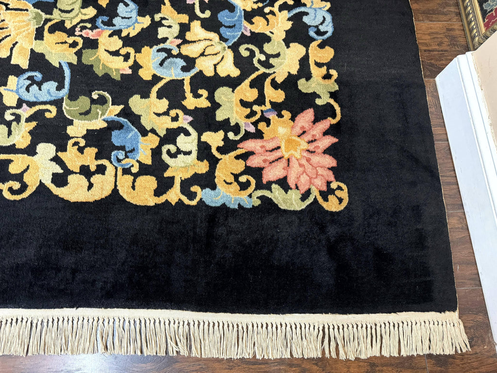 Antique Chinese Peking Rug 12.6 x 14.9, Palace Size Asian Oriental Carpet, Art Deco Rug, Rare