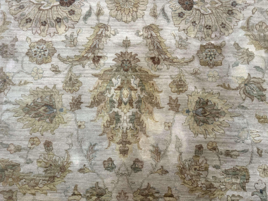 Palace Size Rug 12x15, Neutral Light Colors, Oat, Peshawar Chobi Oushak Rug, Handmade Wool Rug