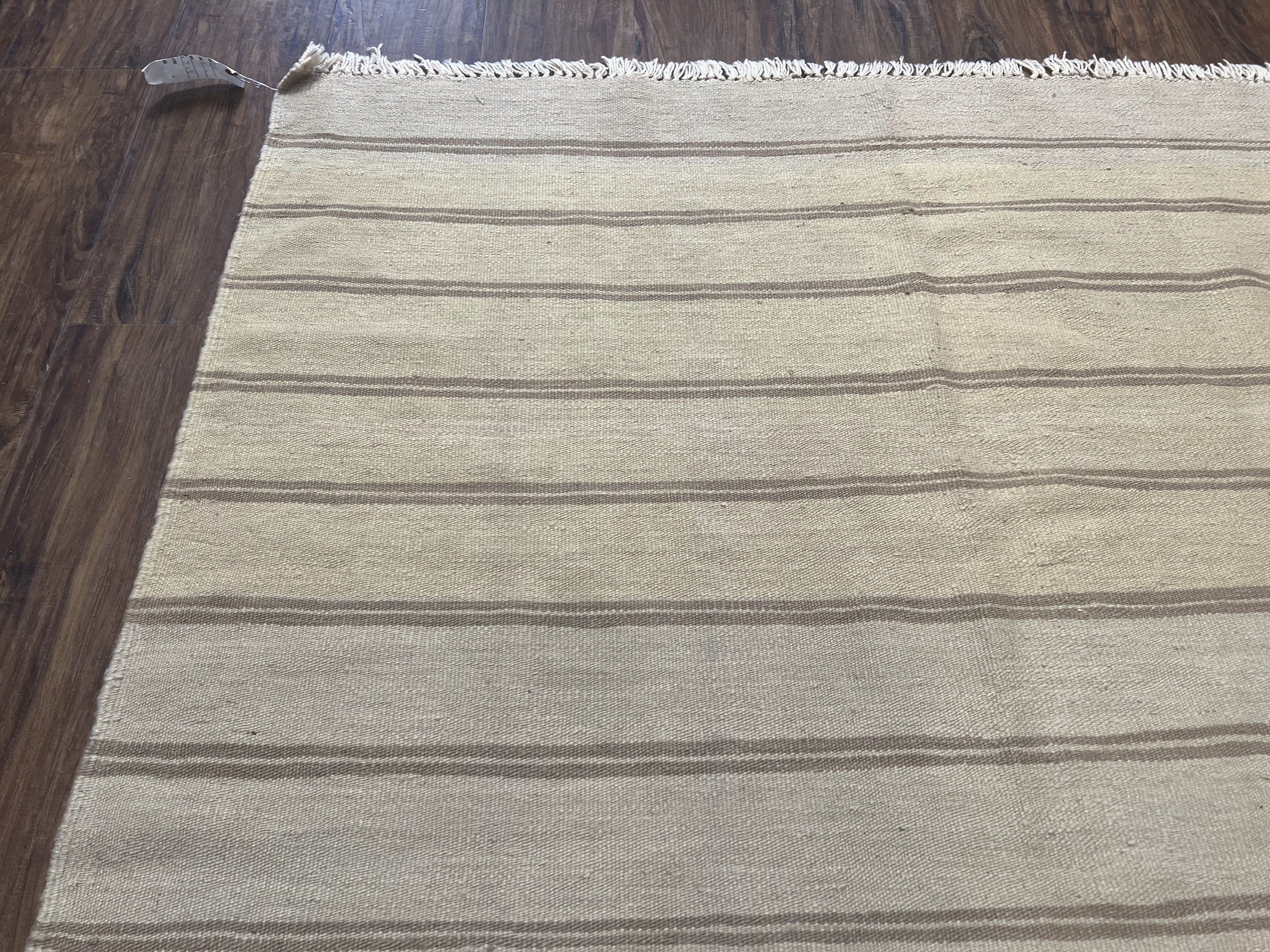 New Turkish Kilim Rug 5x8 Flatweave Carpet, Bohemian Rug, Contemporary Rug, Hand Woven, Wool Area Rug, Gray and Taupe, Striped Pattern