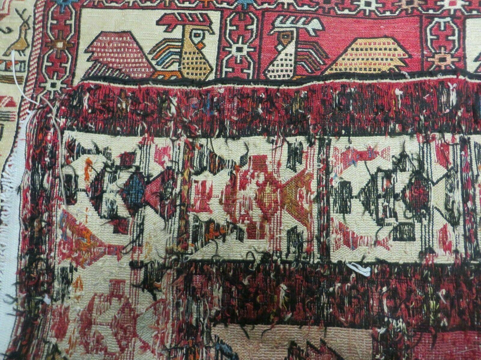 4' X 6' Vintage Russian Kilim Handmade Flat Soumak Weave Silk Wool Rug Organic
