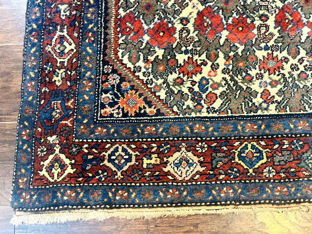 Persian Tribal Rug 3x5, Antique Persian Carpet, Floral Roses, Handmade, Persian Zanjan Rug