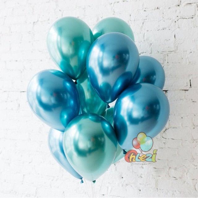50/100pcs Metallic Latex 5/10/12 Inch Gold Silver Chrome Birthday Balloons With Accessories For Christmas And Party Decorations Wedding Decorations