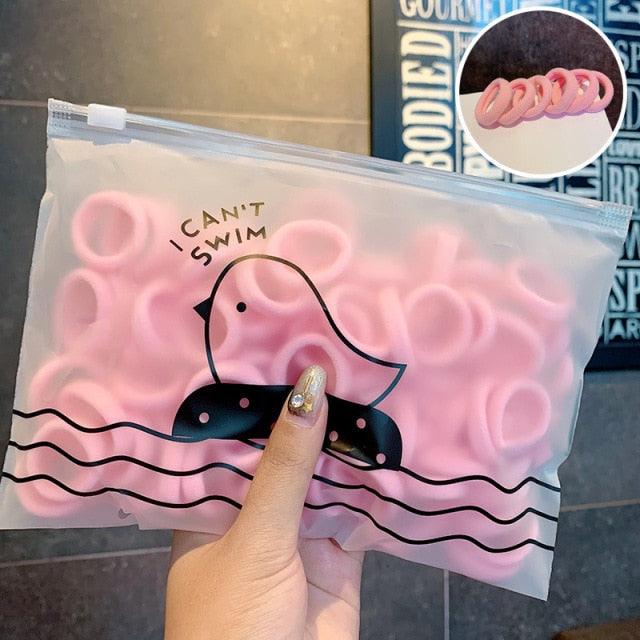 50PCS/Set 3 CM Ring Elastic Hair Bands For Girls Rubber Bands Ponytail Holder Scrunchies Soft Fashion Hair Styling Accessories Ponytail Holders For Women